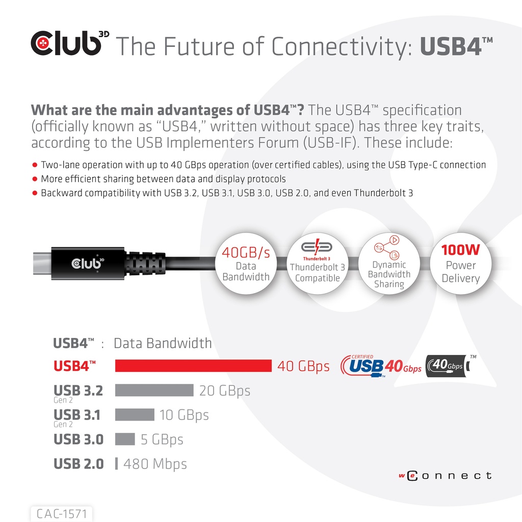 USB-C® 40Gbps USB-IF Certified Cable 8K60Hz 100W Power Delivery M/M 0.8m / 2.62ft - Image 6