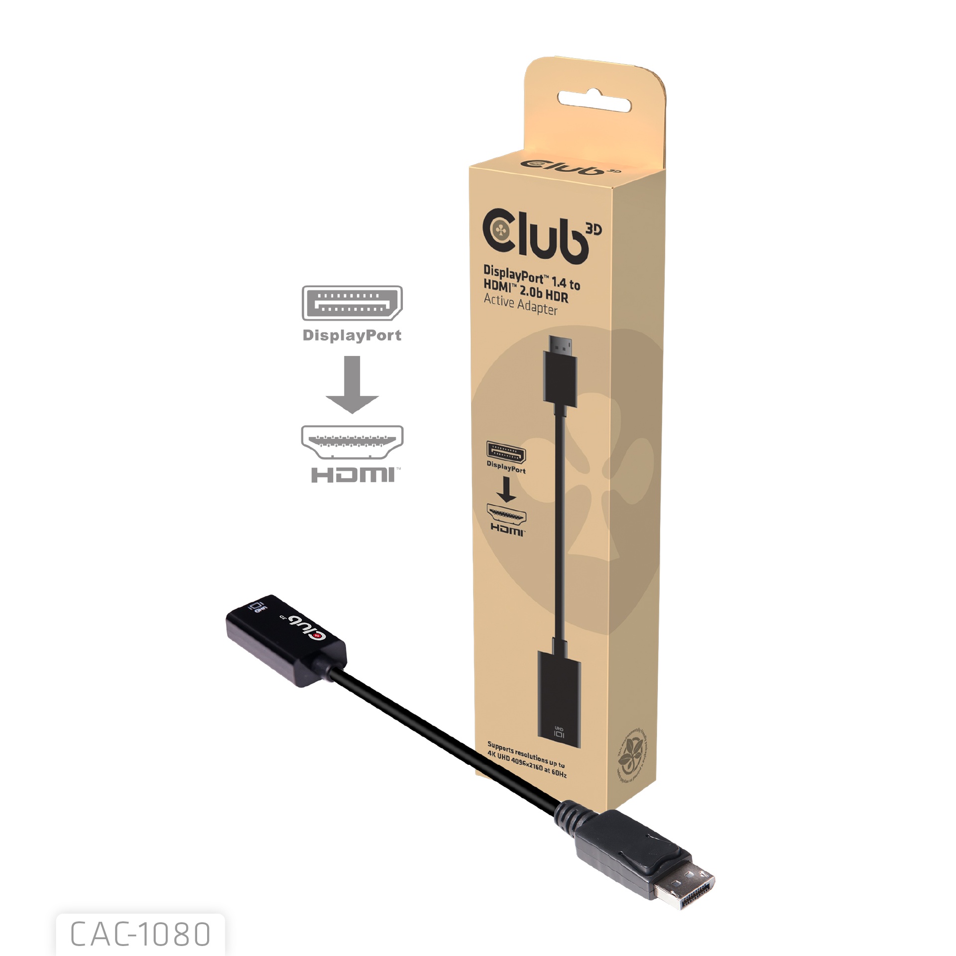 DisplayPort™ 1.4 to HDMI™ 2.0b HDR Active Adapter