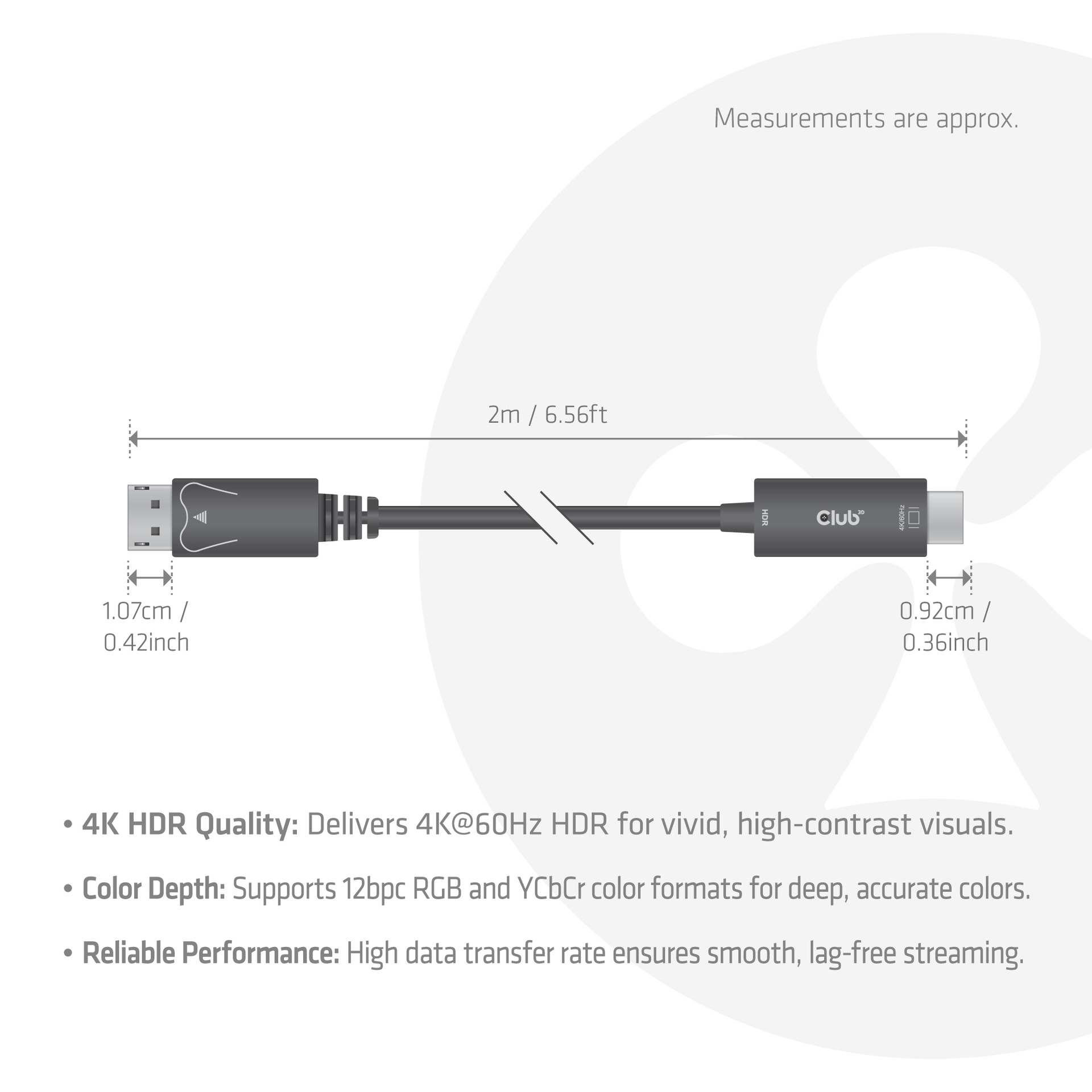 DisplayPort™ 1.4 to HDMI™ 4K60Hz Cable with HDR M/M 2 m / 6.56ft 32 AWG - Image 3