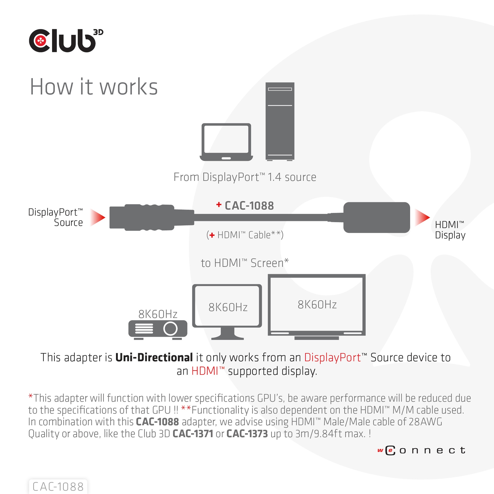 DisplayPort™ 1.4 to HDMI™ 4K120Hz 8K60 Hz HDR Active Adapter M/F - Image 4