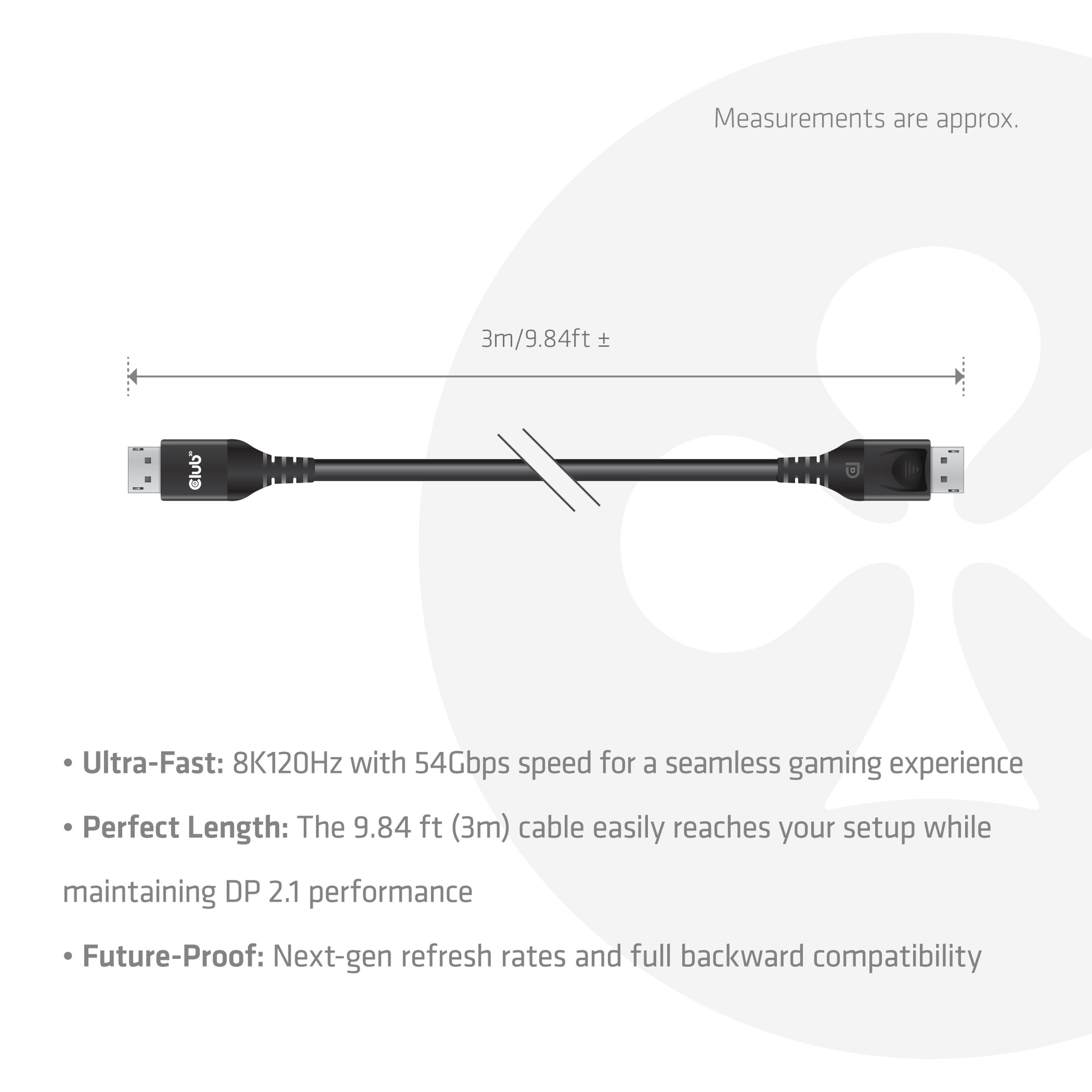 DisplayPort™ 2.1 DP54™ VESA® Certified Cable 8K120Hz 3m/ 9.84ft - Image 3
