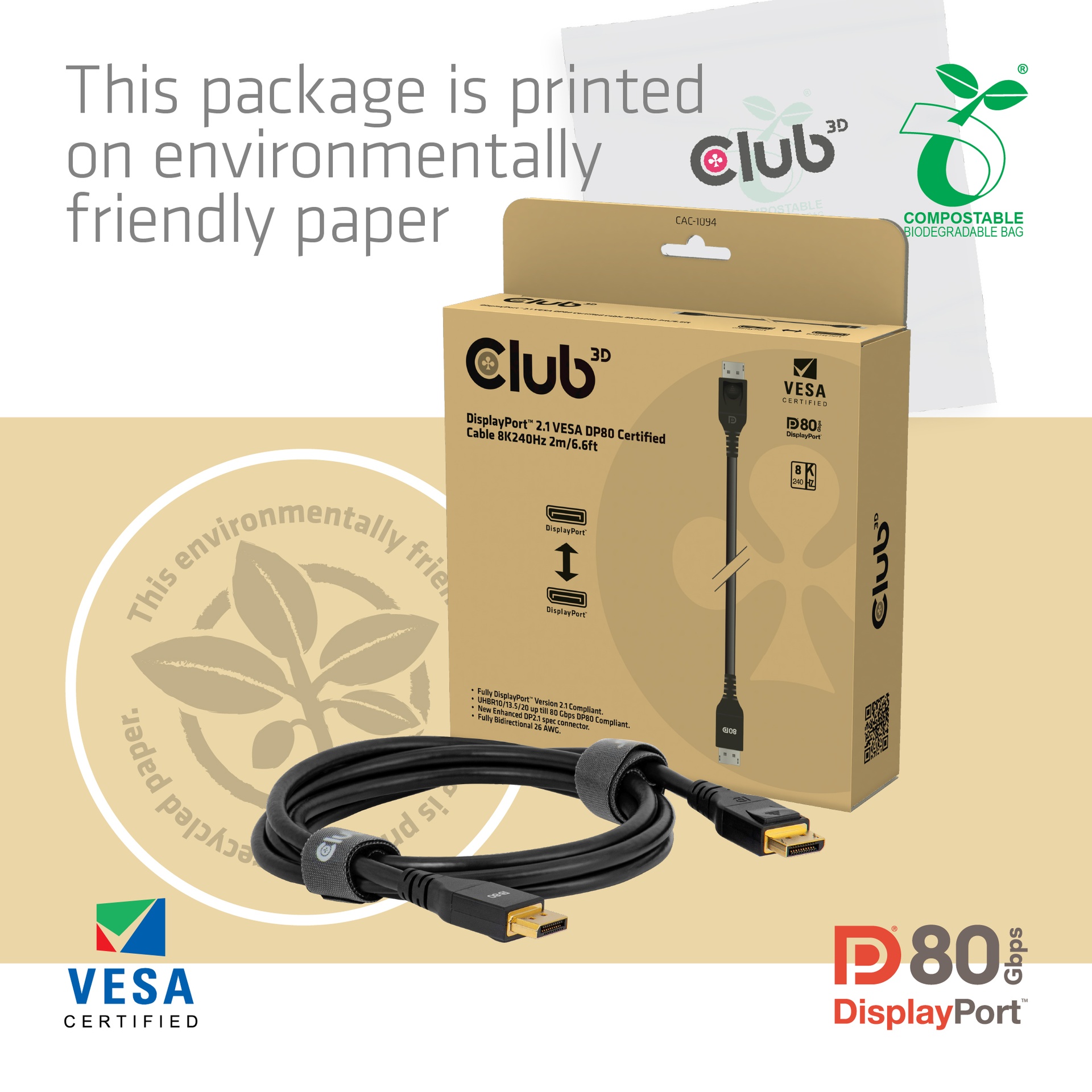 DisplayPort™ 2.1 VESA DP80 Certified Cable 8K240Hz 2m/6.6ft - Image 6