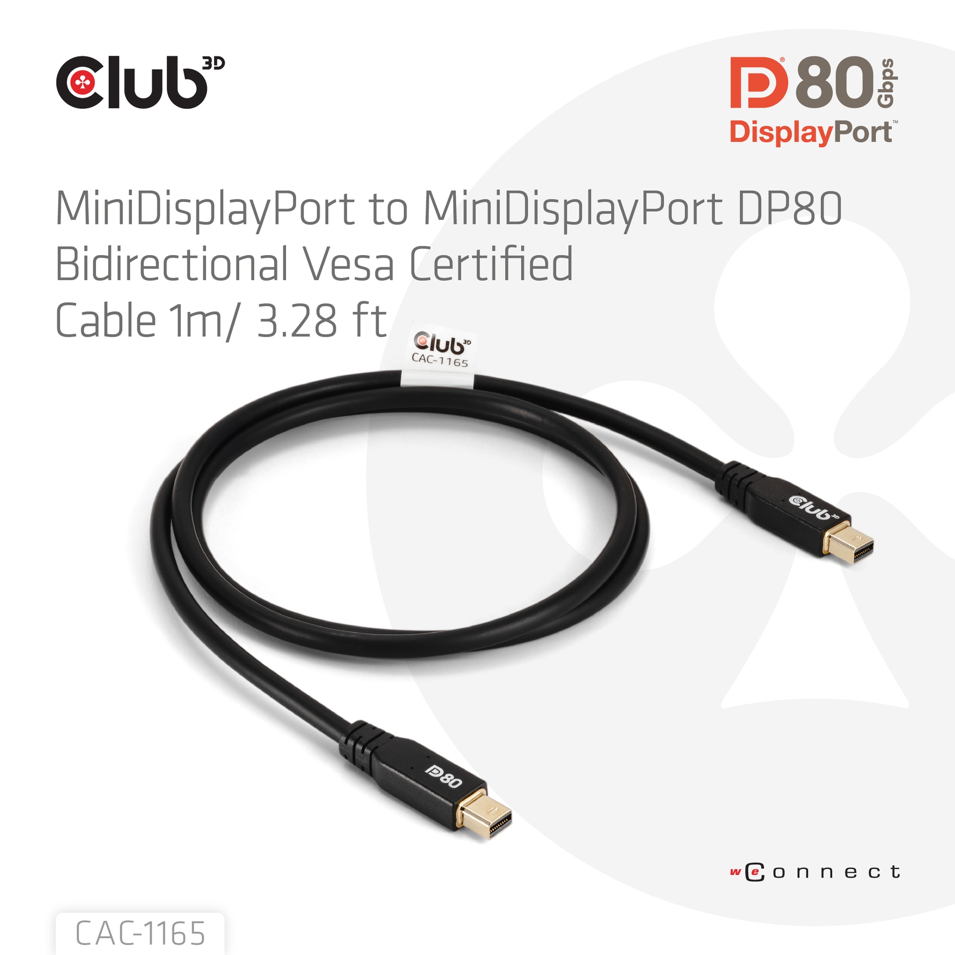 MiniDisplayPort™ to MiniDisplayPort™ DP™80 Bidirectional Vesa Certified Cable 1m/ 3.28 ft - Image 2