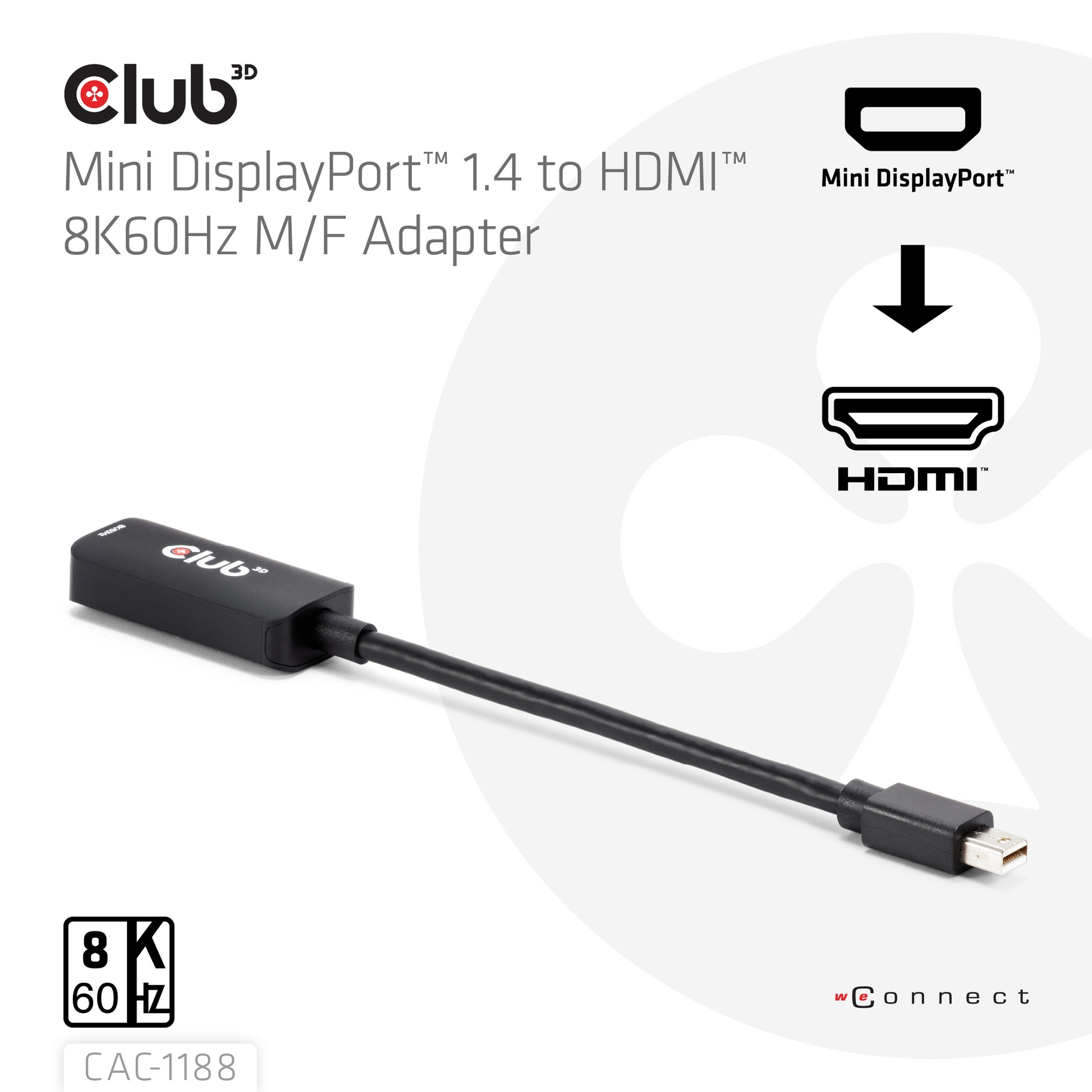 Mini DisplayPort™ 1.4 to HDMI™ 8K60Hz M/F Adapter - Image 2
