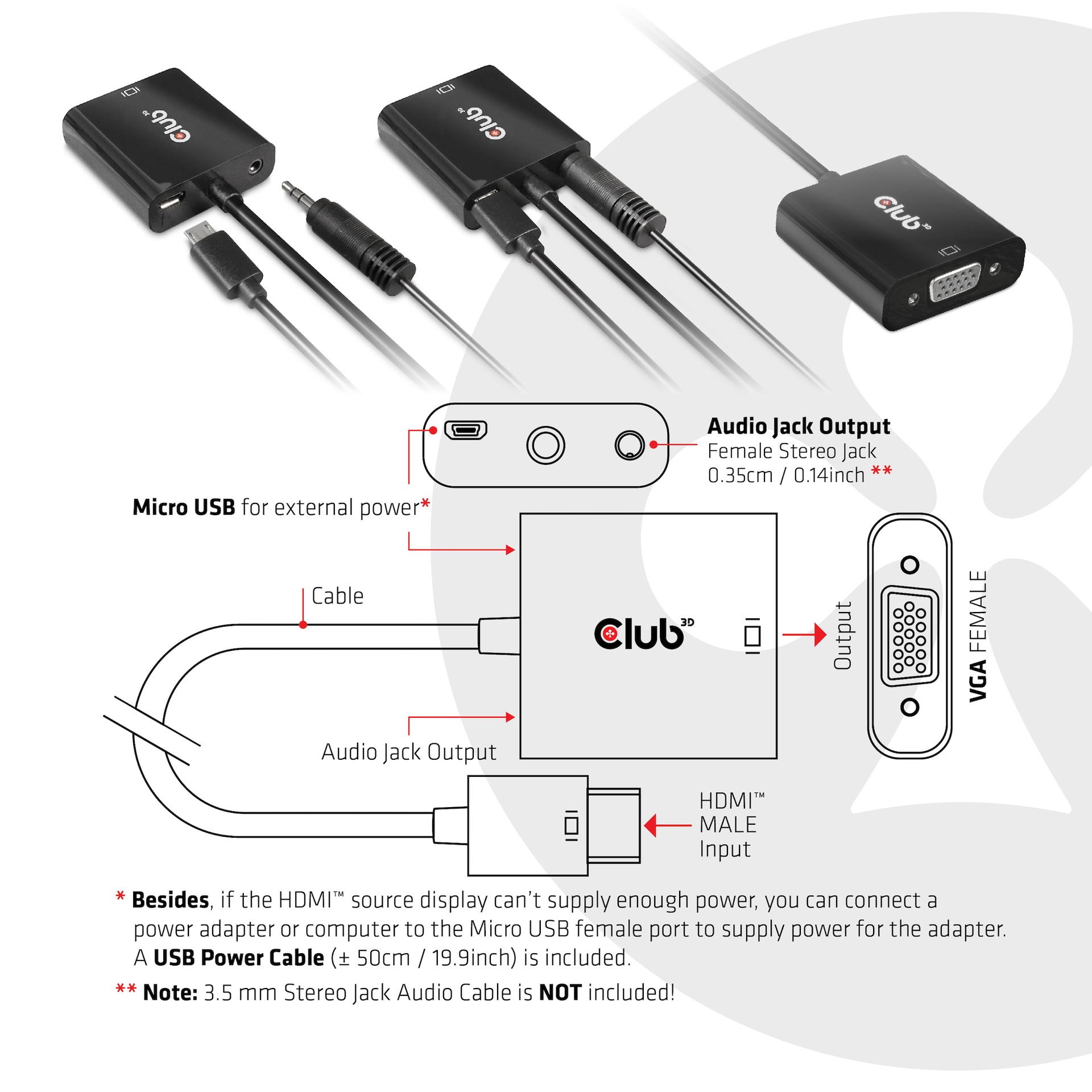 HDMI™ 1.4 to VGA Adapter with Audio M/F - Image 4