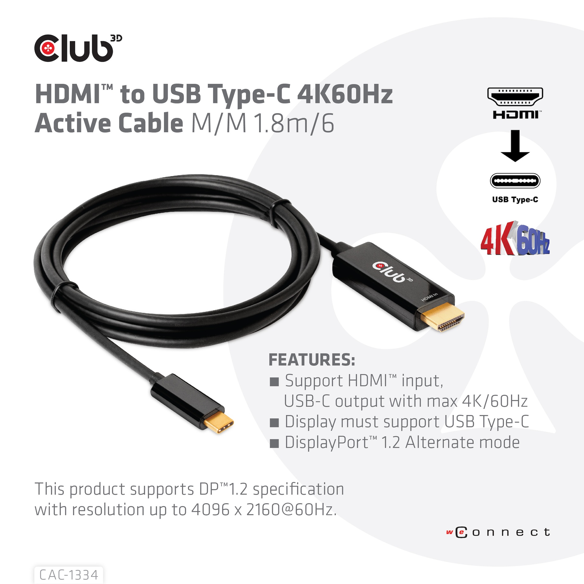 HDMI™ to USB -C® 4K60Hz Active Cable M/M 1.8m/6 ft - Image 2