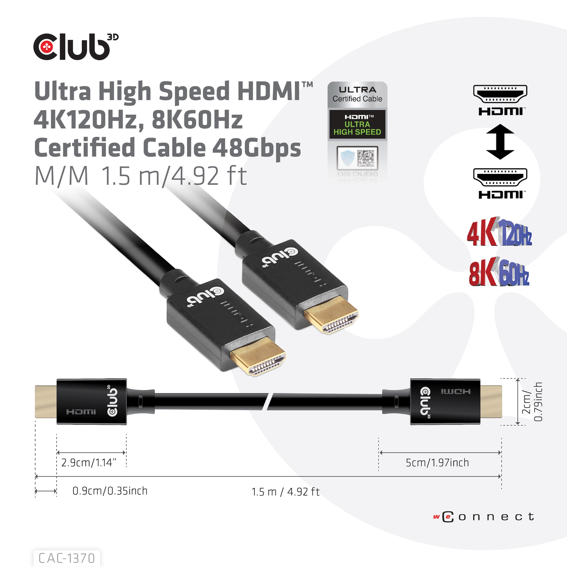 Ultra High Speed HDMI™ 4K120Hz, 8K60Hz Certified Cable 48Gbps M/M 1.5 m/4.92 ft - Image 2