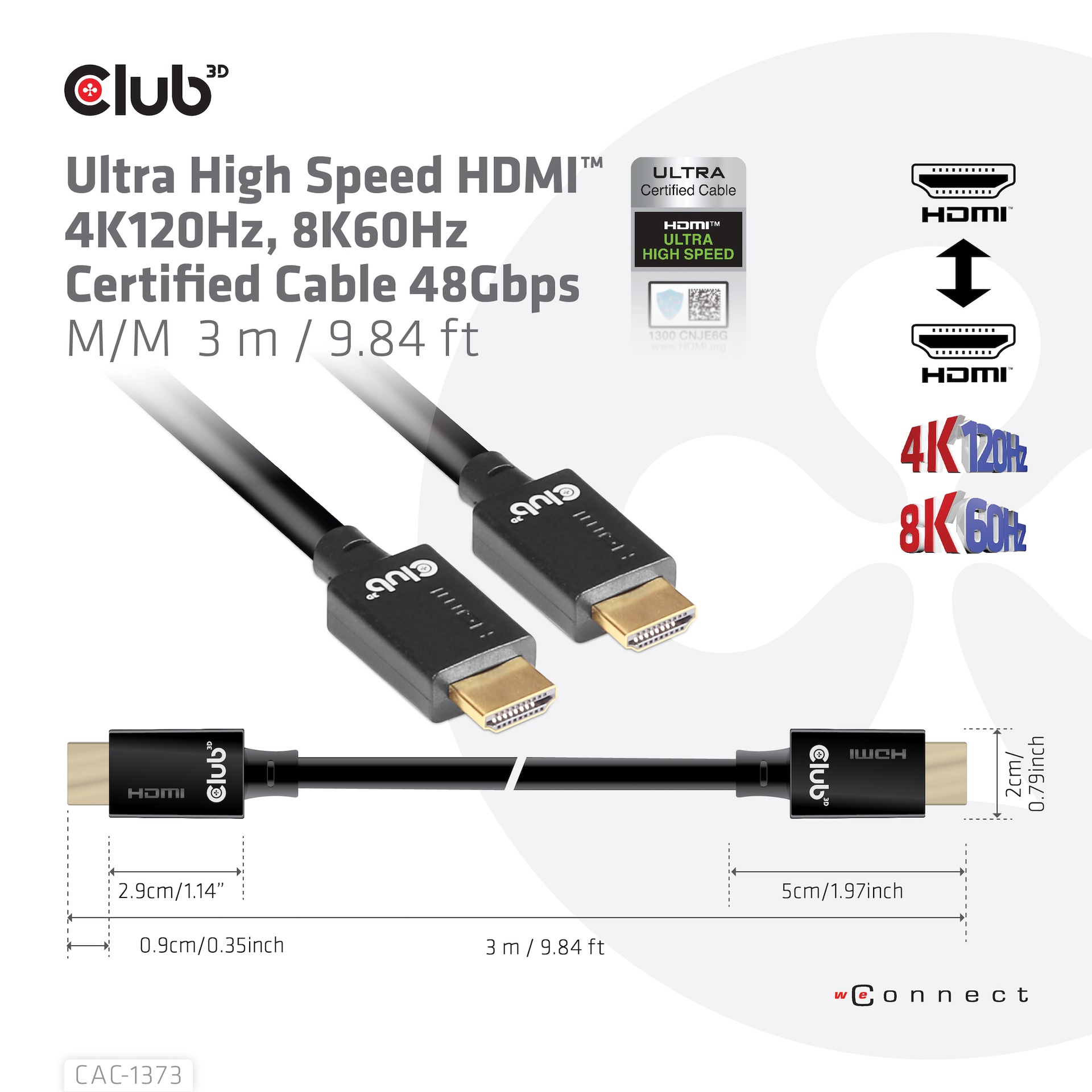 Ultra High Speed HDMI™ 4K120Hz, 8K60Hz Cable 48Gbps M/M 3 m/ 9.84ft - Image 2