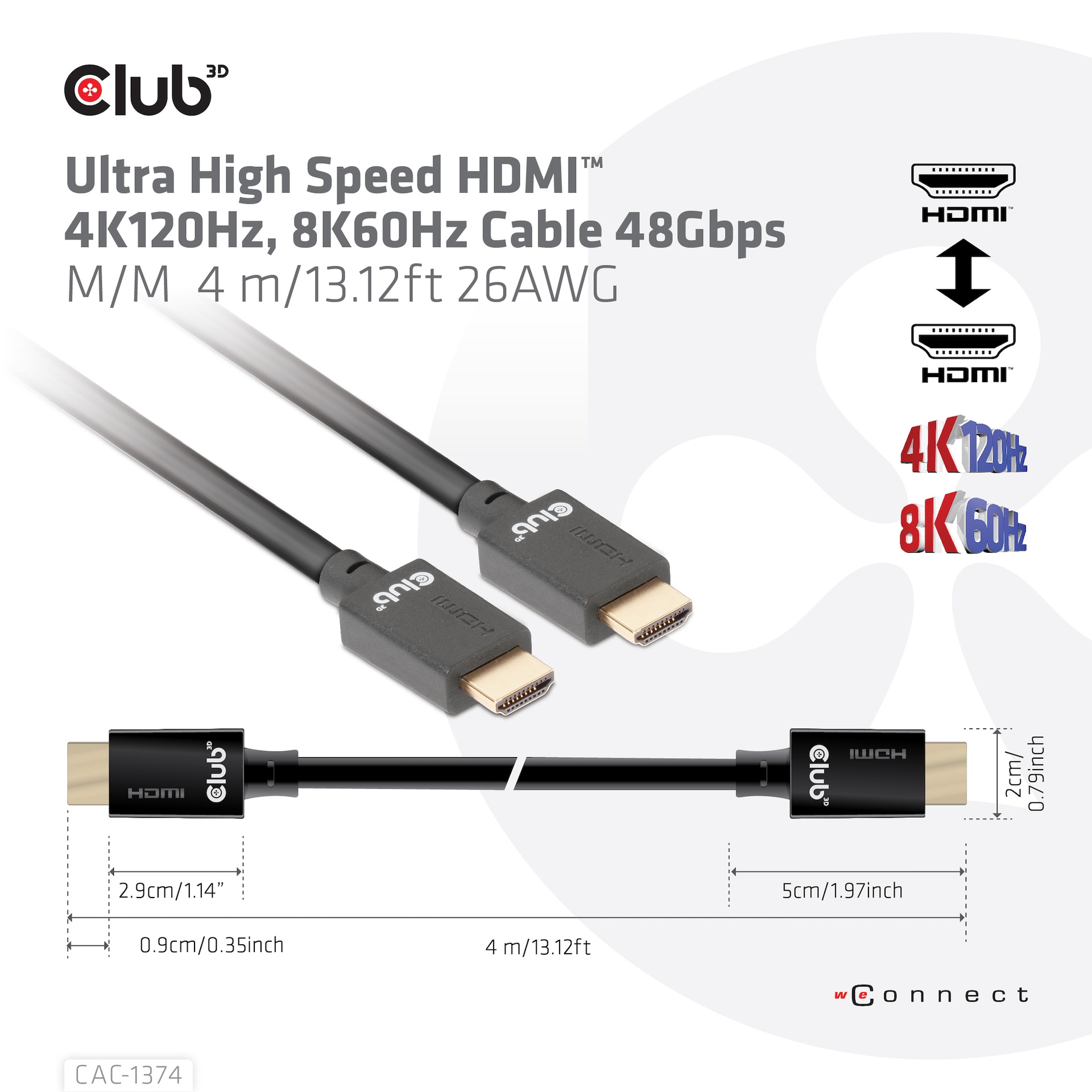 Ultra High Speed HDMI™ 4K120Hz, 8K60Hz Cable 48Gbps M/M 4m/13.12ft 26AWG - Image 2