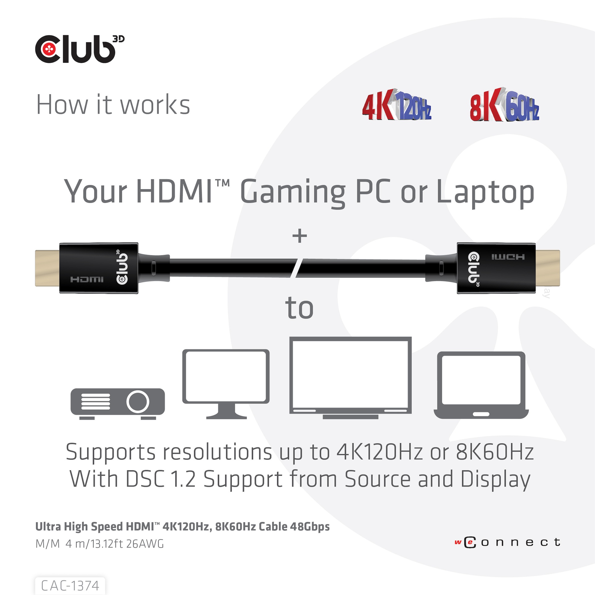 Ultra High Speed HDMI™ 4K120Hz, 8K60Hz Cable 48Gbps M/M 4m/13.12ft 26AWG - Image 3