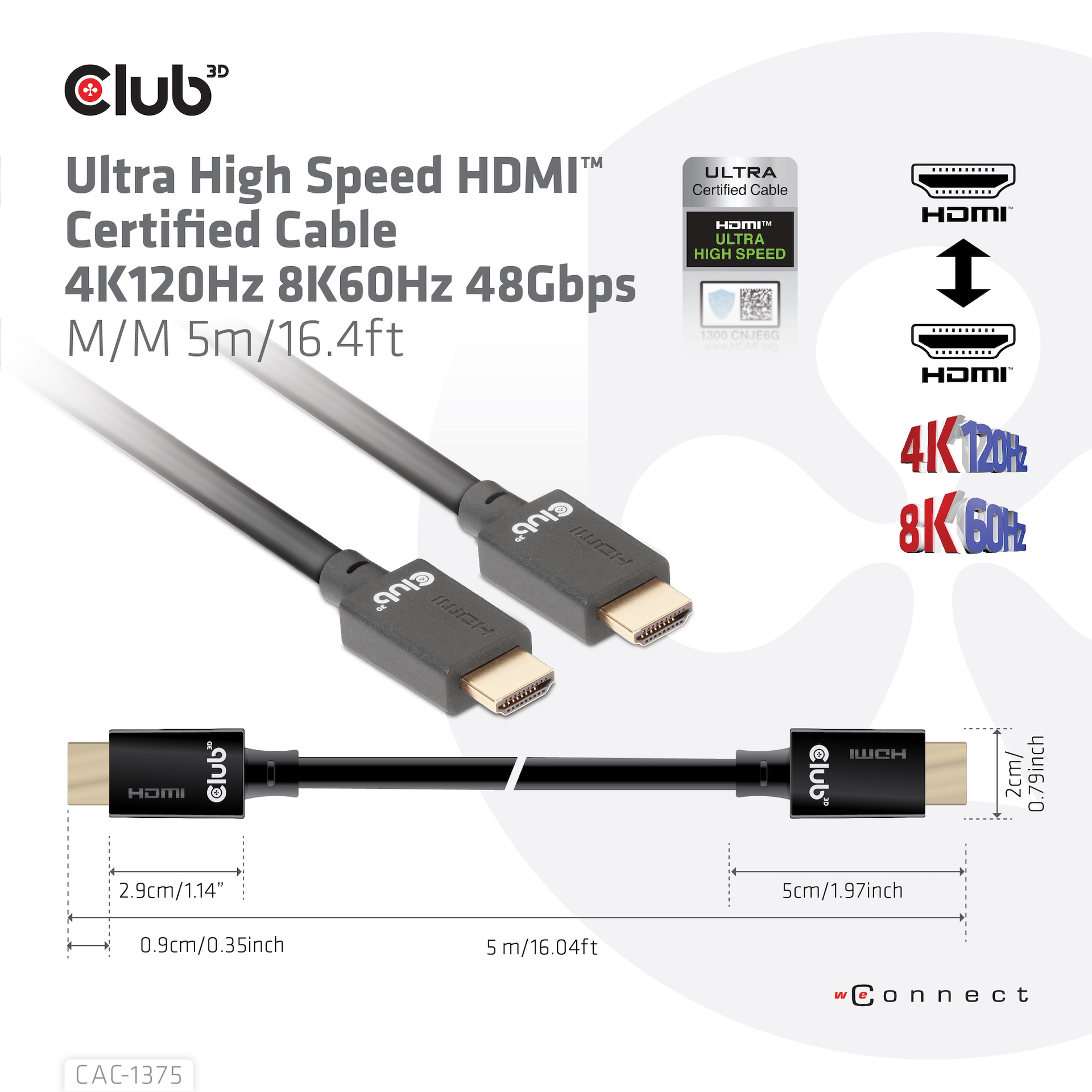 Ultra High Speed HDMI™ Certified Cable 4K120Hz 8K60Hz 48Gbps M/M 5m/16.4ft - Image 2