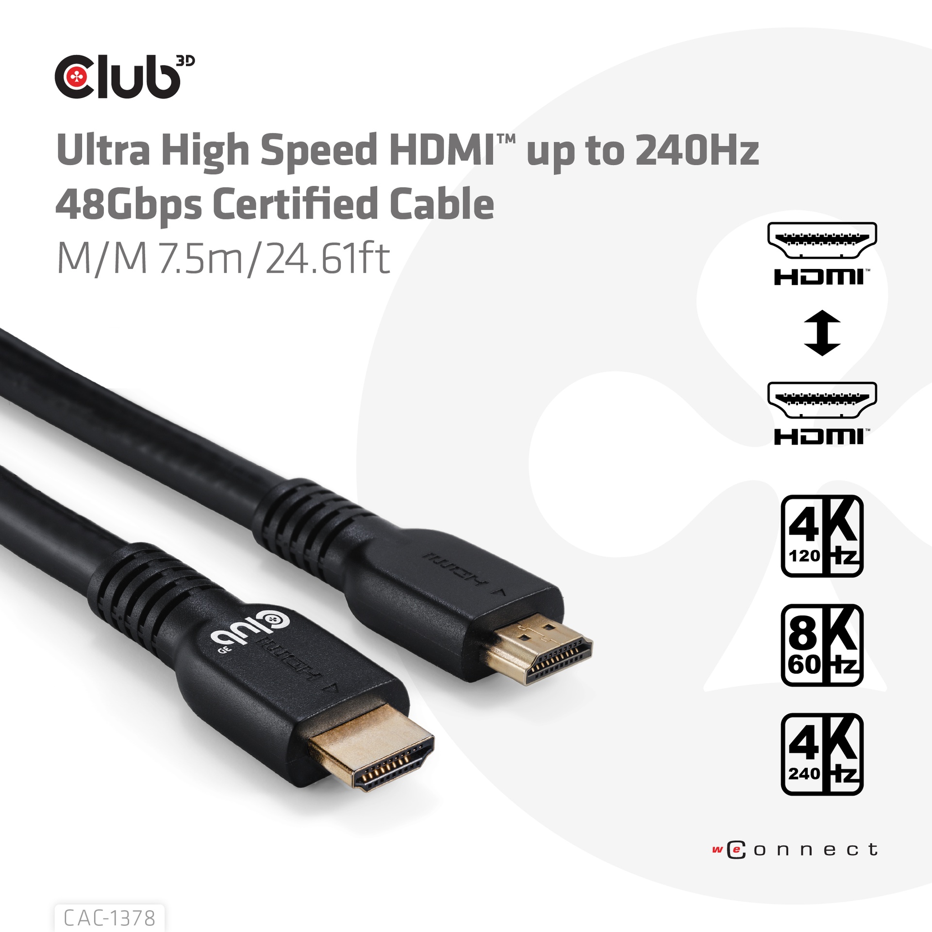 Ultra High Speed HDMI™ Certified Cable 4K120Hz 8K60Hz 48Gbps M/M 7,5m/24.61ft - Image 2