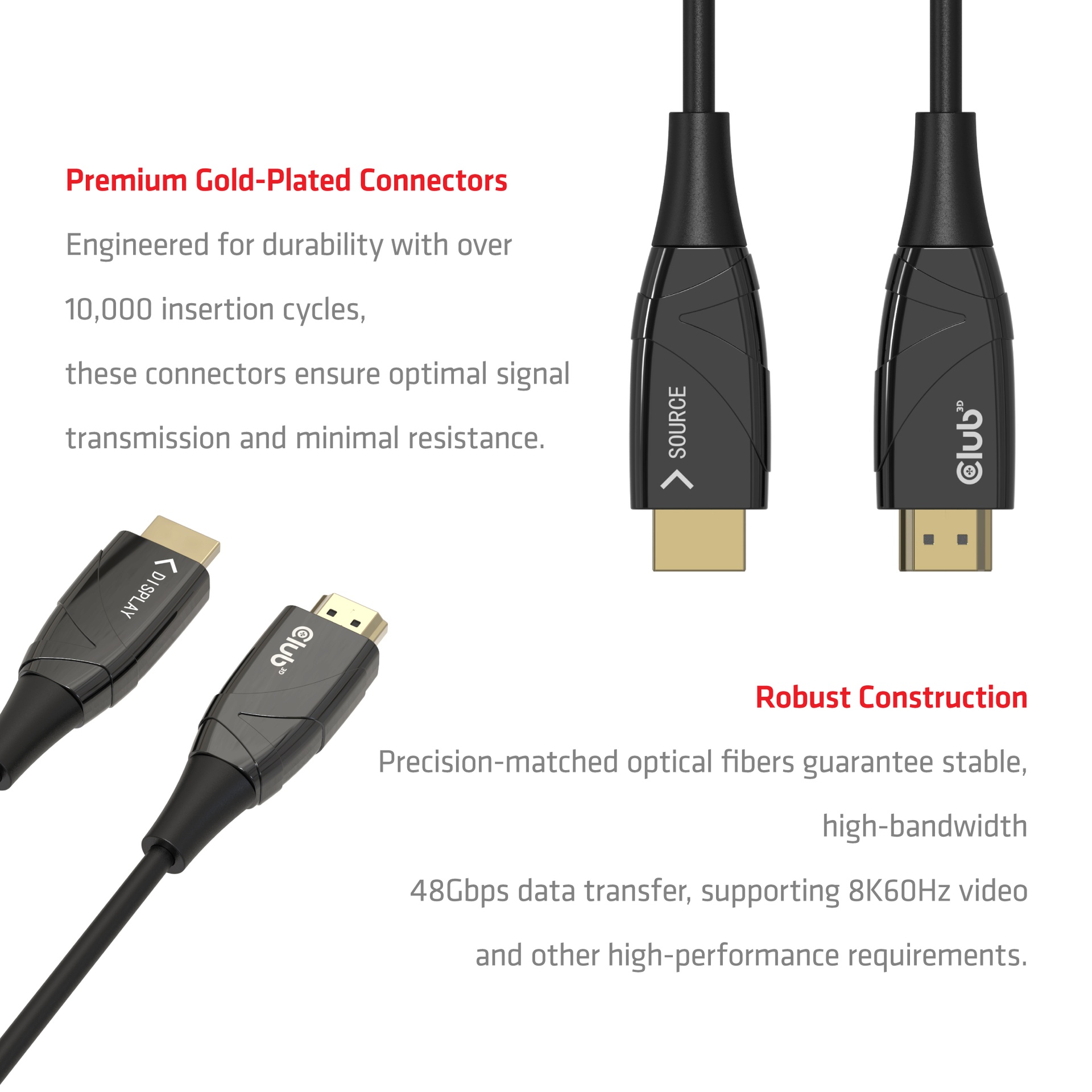 Ultra High Speed AOC Cable 4K120Hz/8K60Hz Unidirectional M/M 100 Meter - Image 3