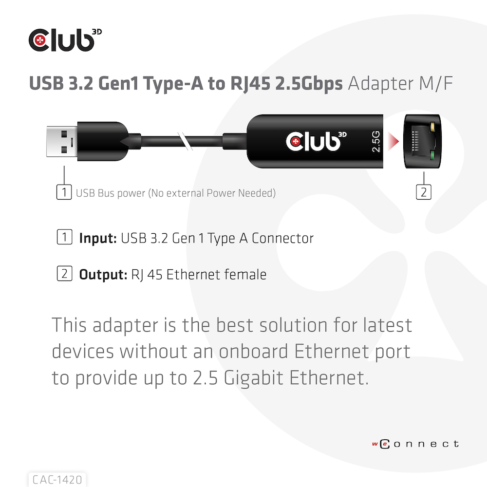 USB-A 5Gbps to RJ45 Ethernet 2.5G Adapter M/F - Image 5