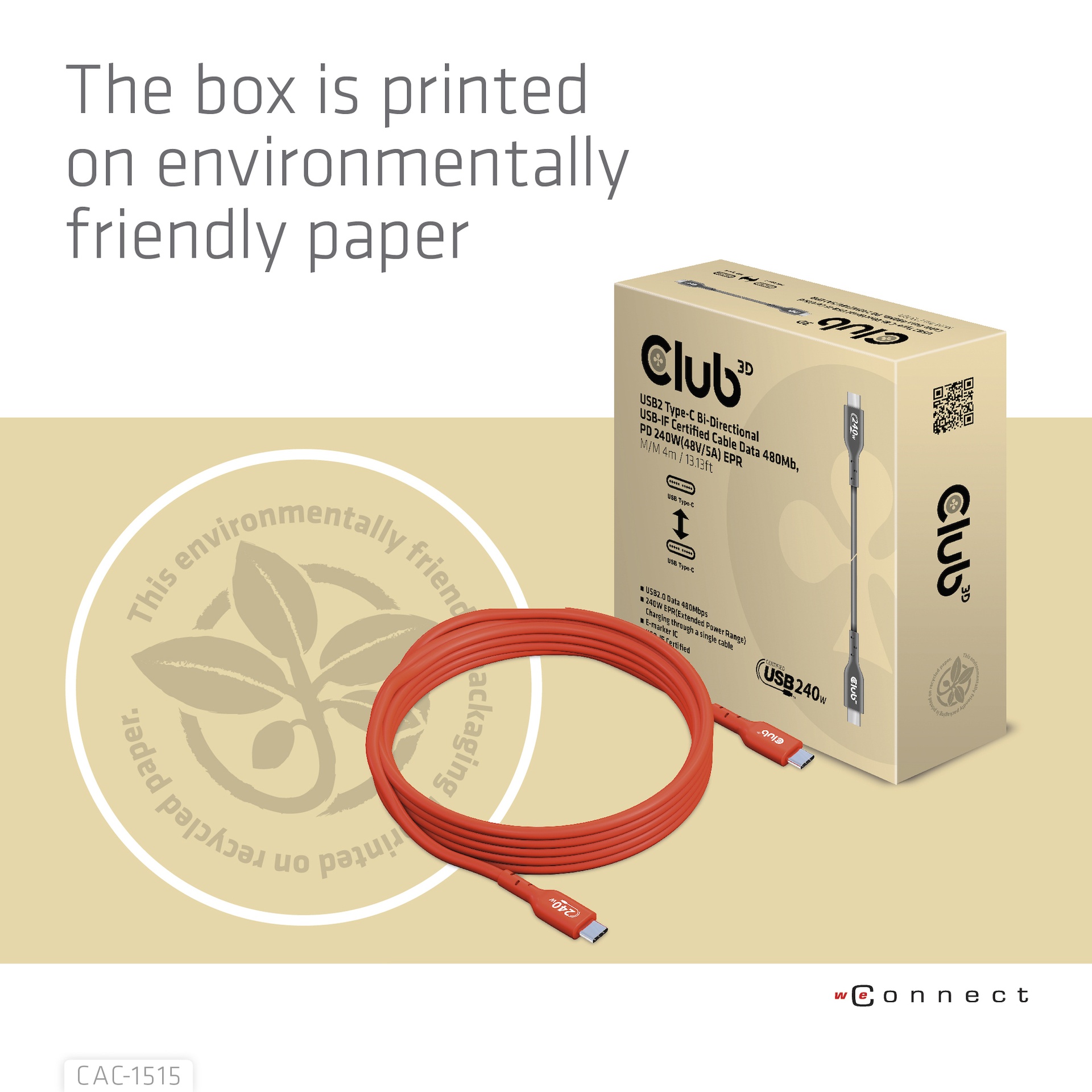 USB-C®  USB-IF Certified Cable, Data 480Mb, PD 240W(48V/5A) EPR M/M 4m/13.12ft - Image 7