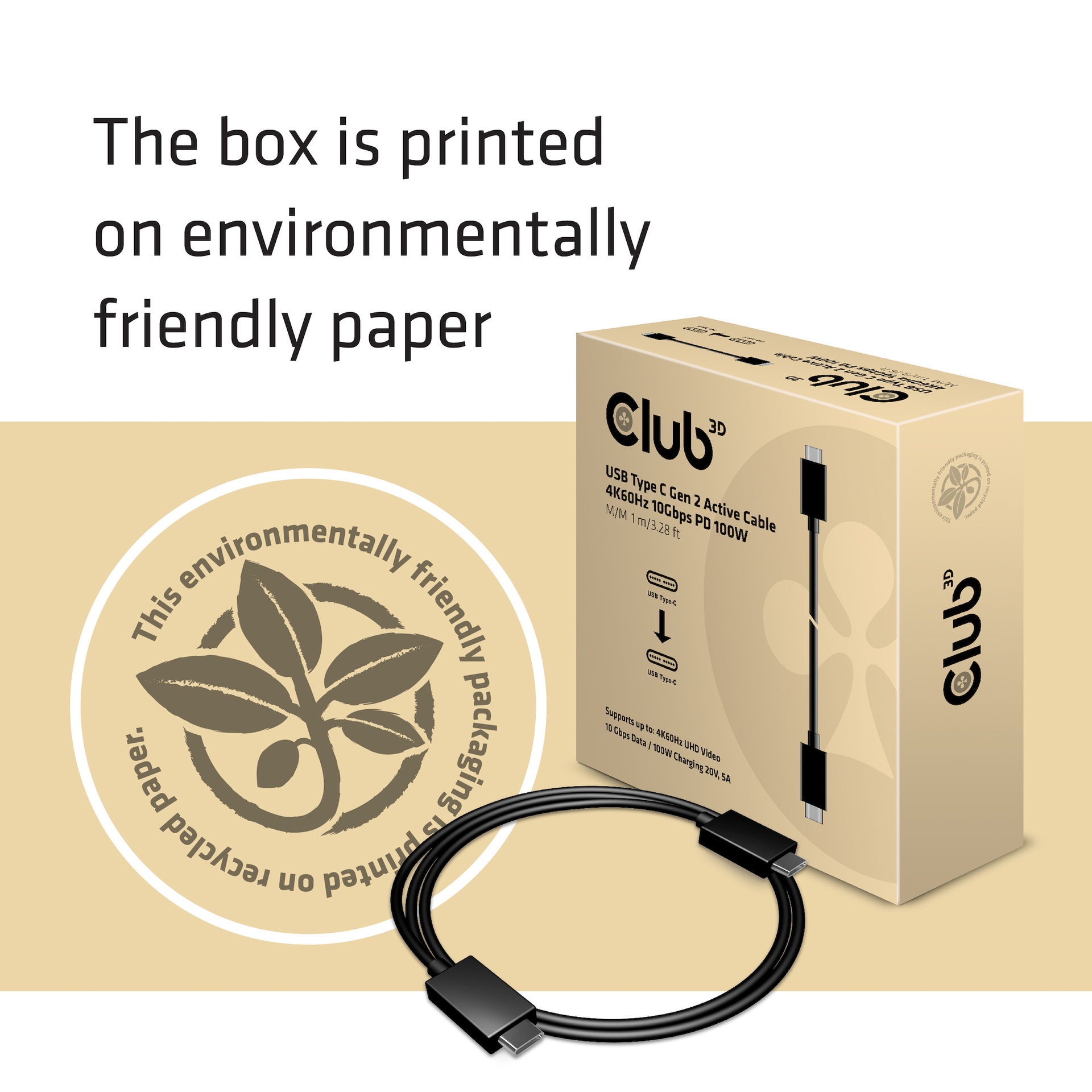 USB-C® Active Cable 4K60Hz 10Gbps PD 100W M/M 1 m/ 3.28 ft USB 3.1 Gen 2×1 (10 Gb/s) - Image 6