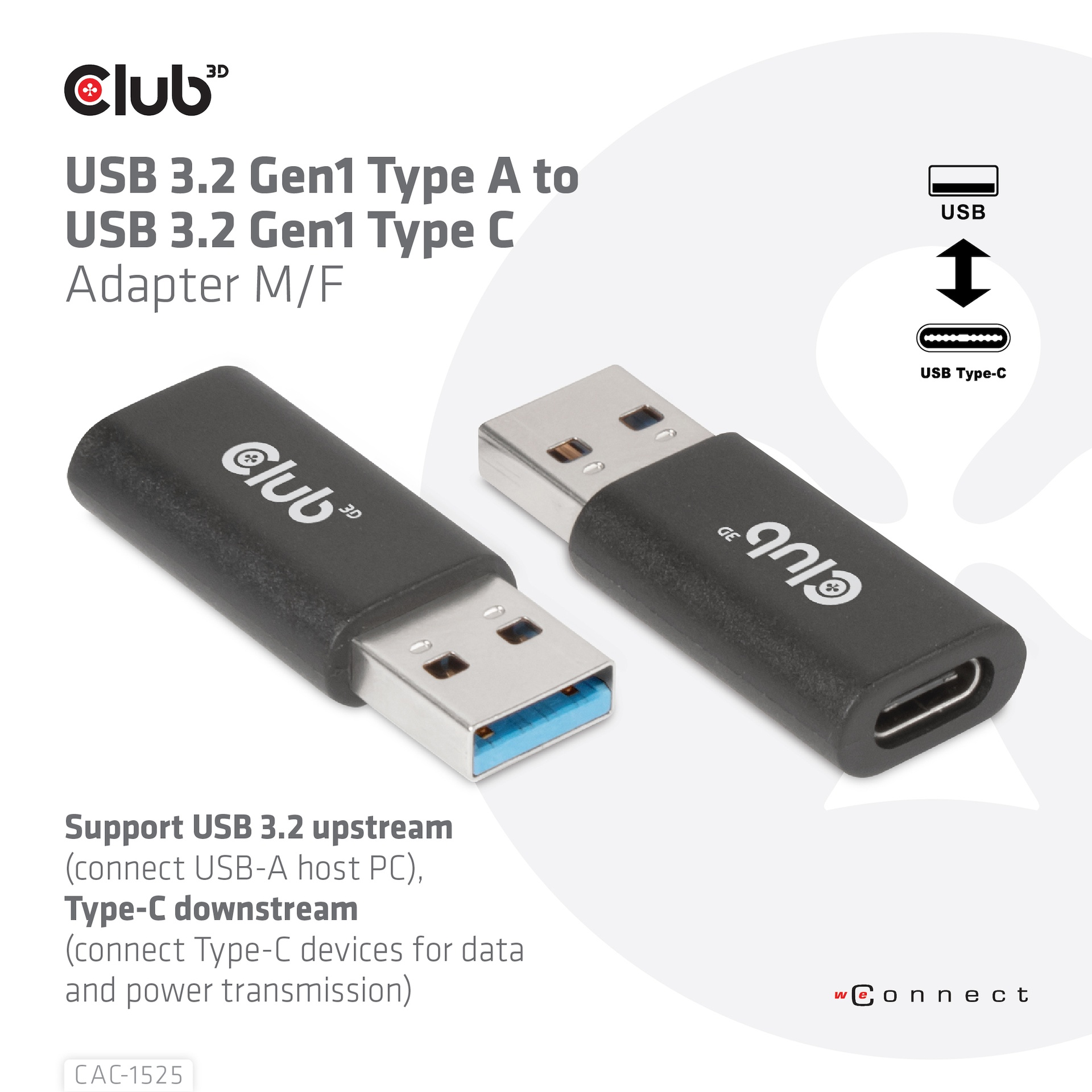 USB-A 5Gbps to USB-C® Adapter M/F USB 3.2 GEN 1 - Image 3