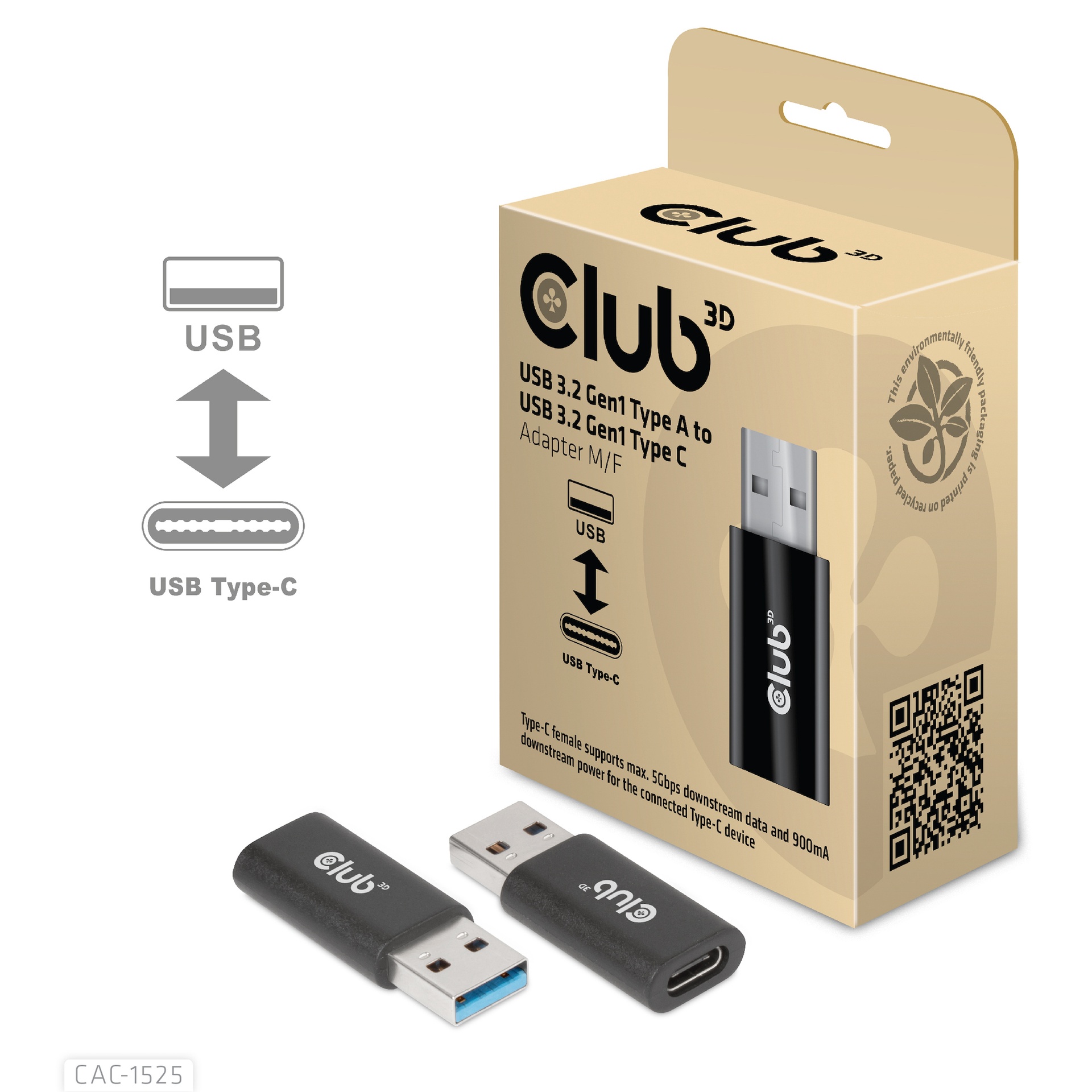 USB-A 5Gbps to USB-C® Adapter M/F USB 3.2 GEN 1