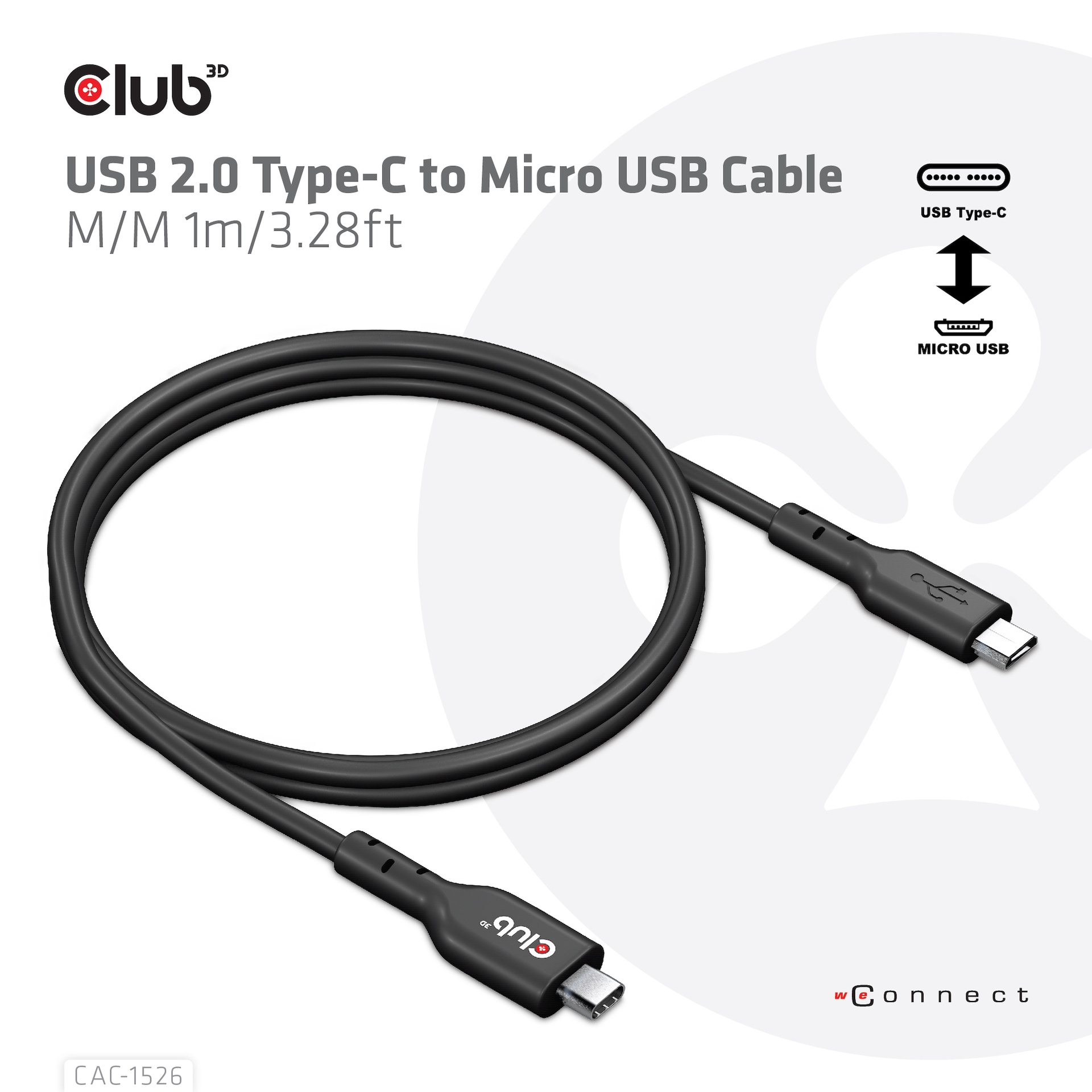 USB-C® 480Mbps to Micro USB Cable M/M 1m /3.28ft - Image 2