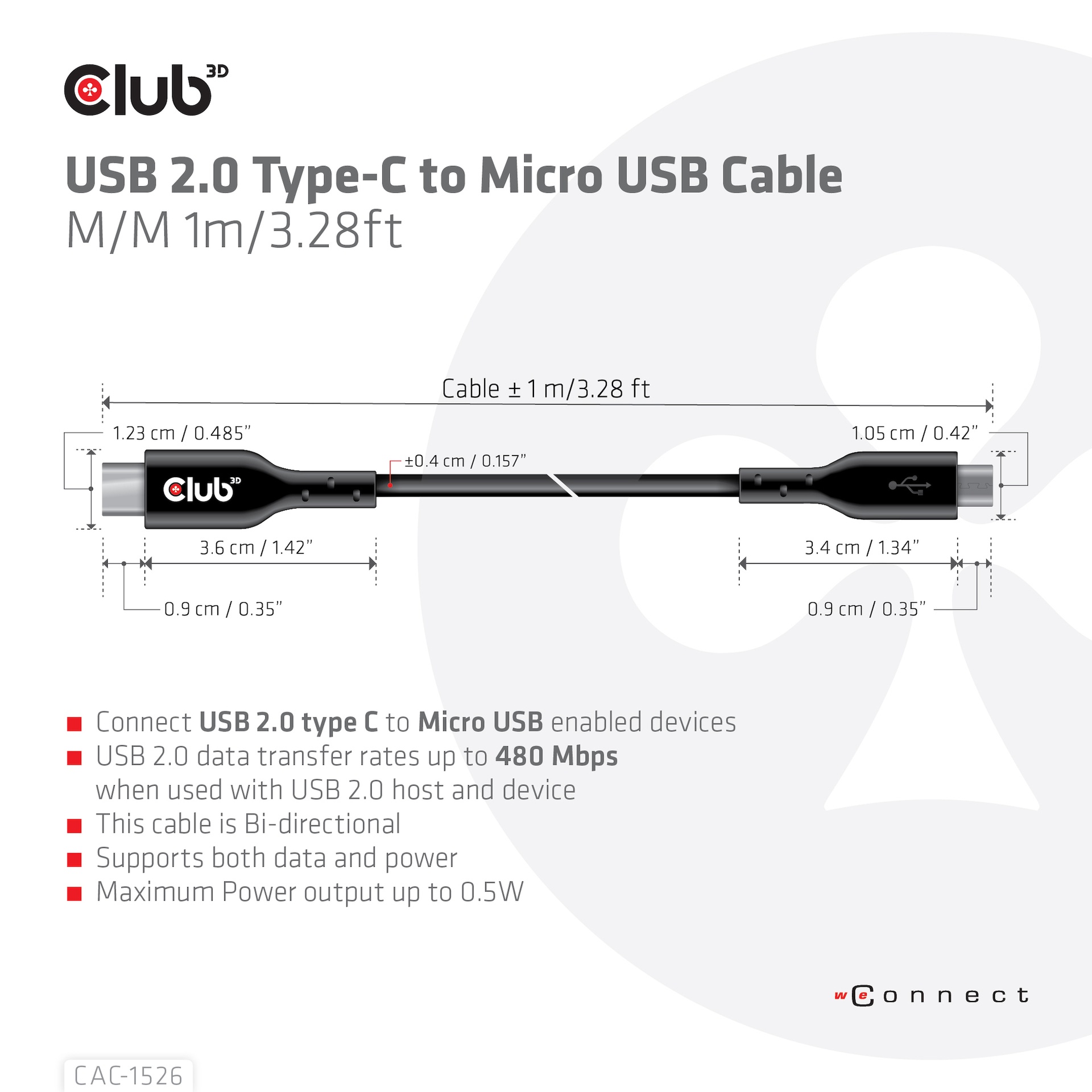 USB-C® 480Mbps to Micro USB Cable M/M 1m /3.28ft - Image 5