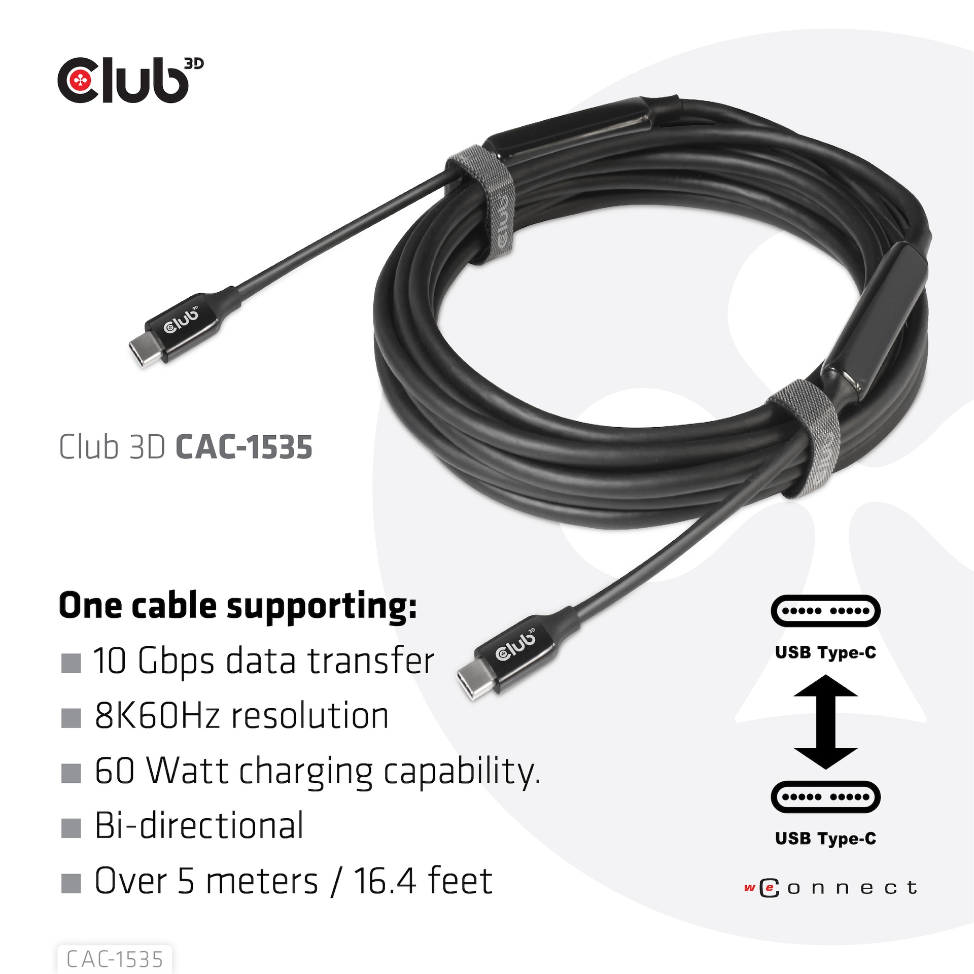 USB-C® to C Active 10Gbps Cable 8K60Hz M/M 5m/16.4ft USB 3.2 GEN 2 - Image 3
