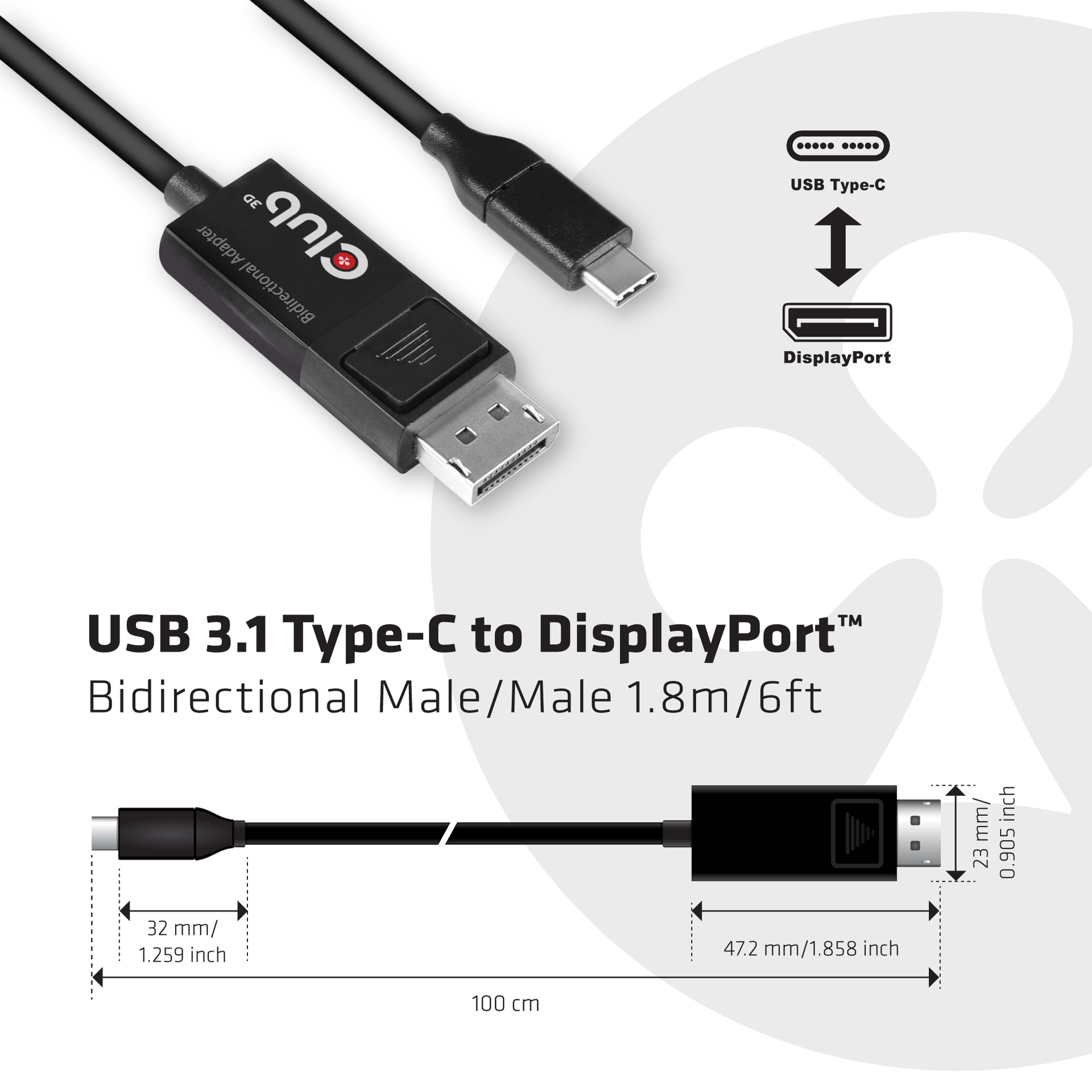USB-C® Cable to DP™ 1.4 8K60Hz M/M 1.8m/5.9ft - Image 5