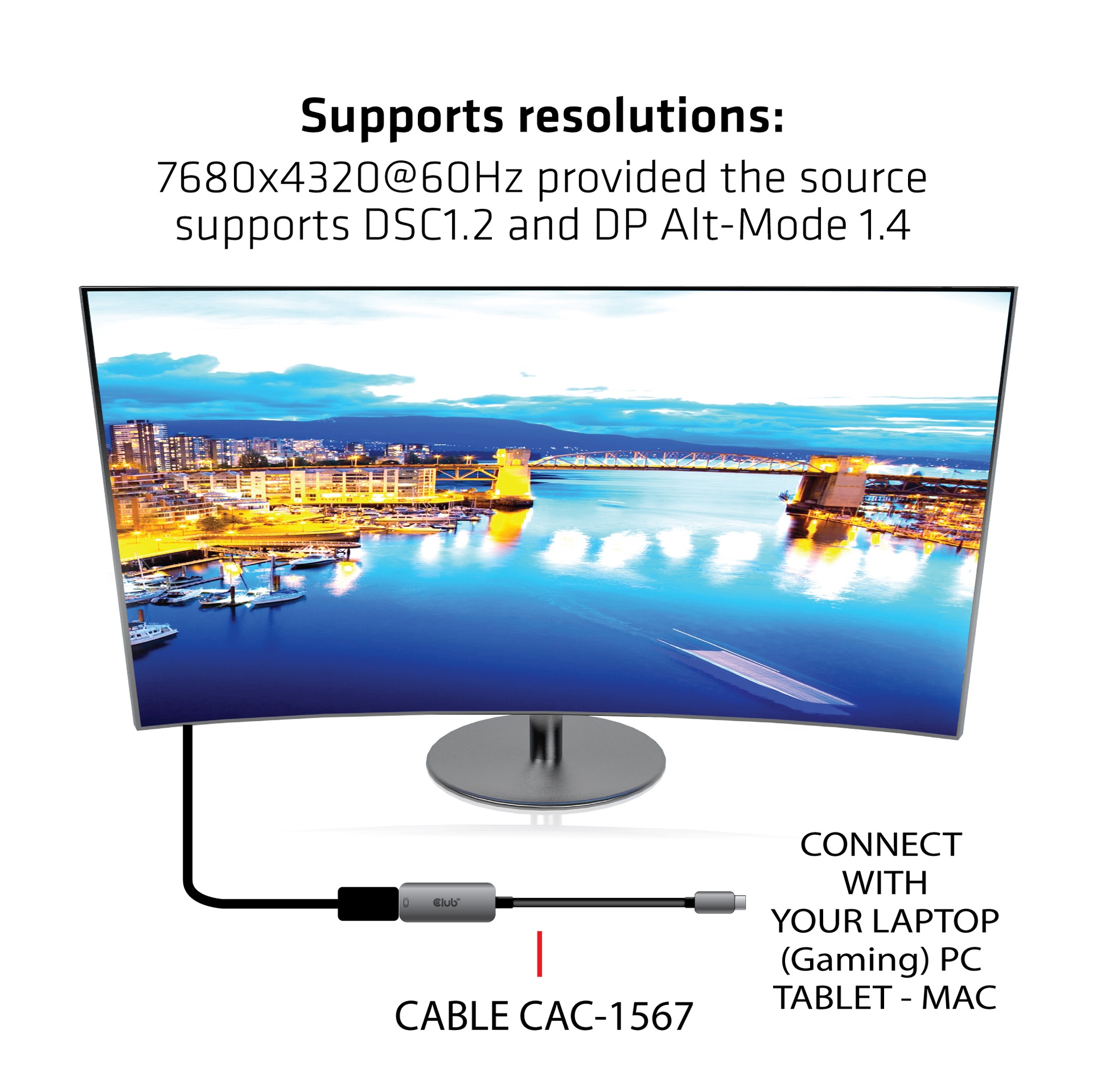 USB-C® to DisplayPort™ 1.4 8K60Hz HBR3 Active Adapter - Image 4