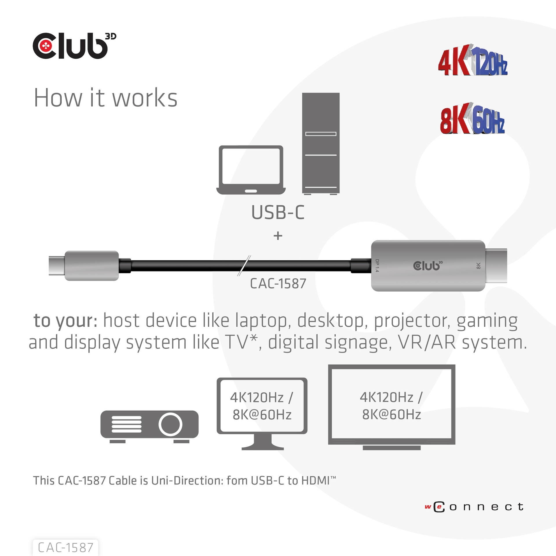 USB-C® to HDMI™ 4K120Hz 8K60Hz HDR10 with DSC1.2 Active Cable M/M 3m / 9.84ft GEN 2 - Image 4