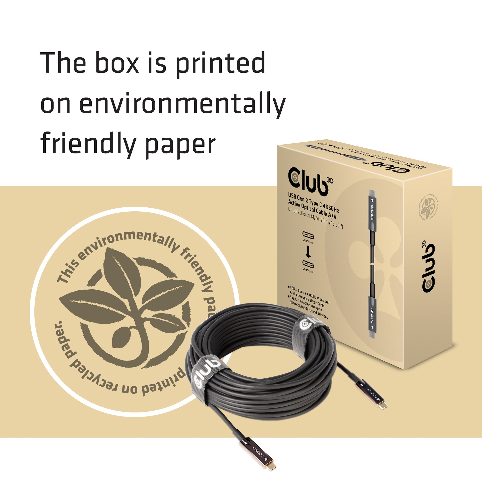 USB-C® Active Optical Cable A/V Unidirectional M/M 20 m/ 65.62 ft USB 3.2 Gen 2 (10 Gbps) - Image 6