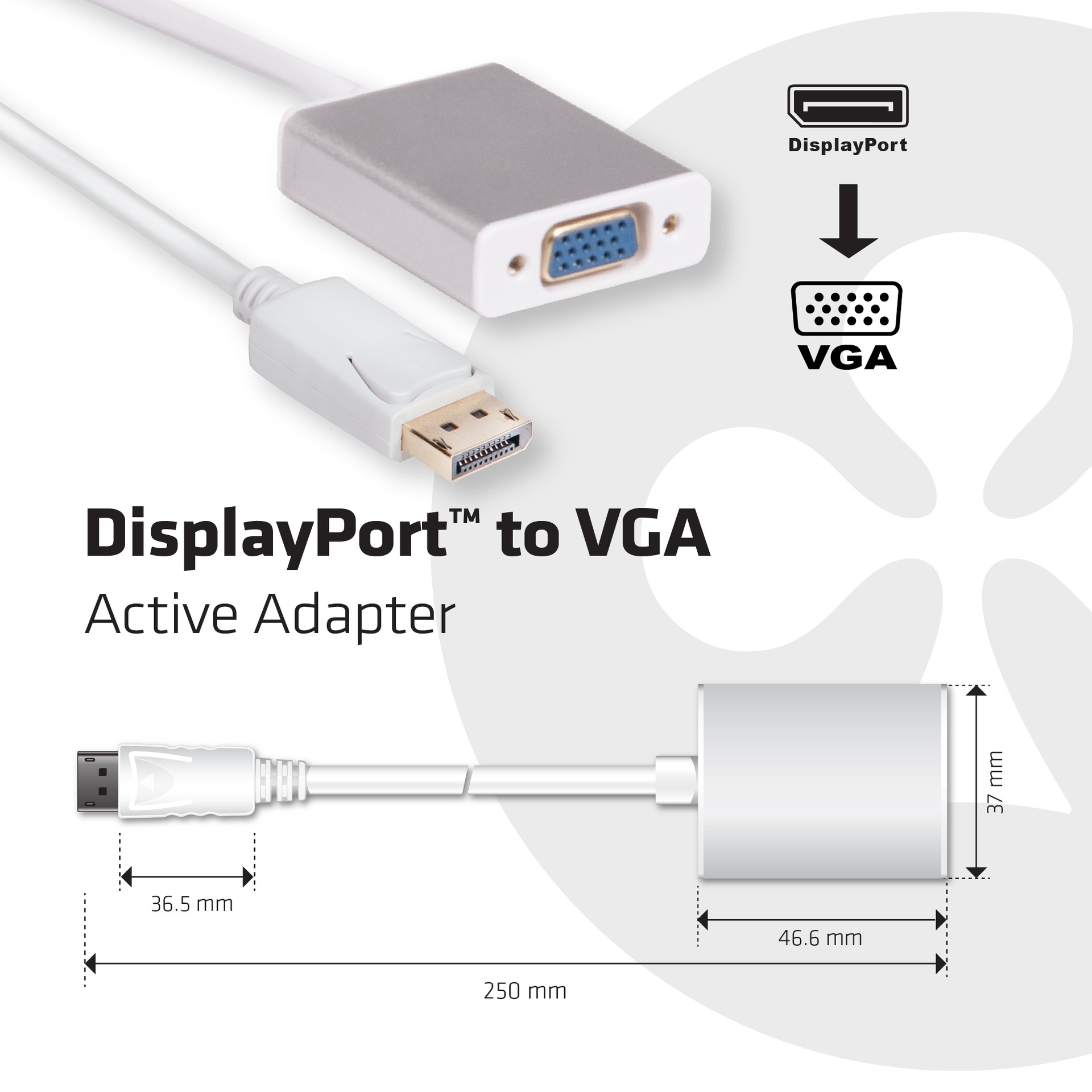 DisplayPort™ to VGA Active Adapter - Image 2