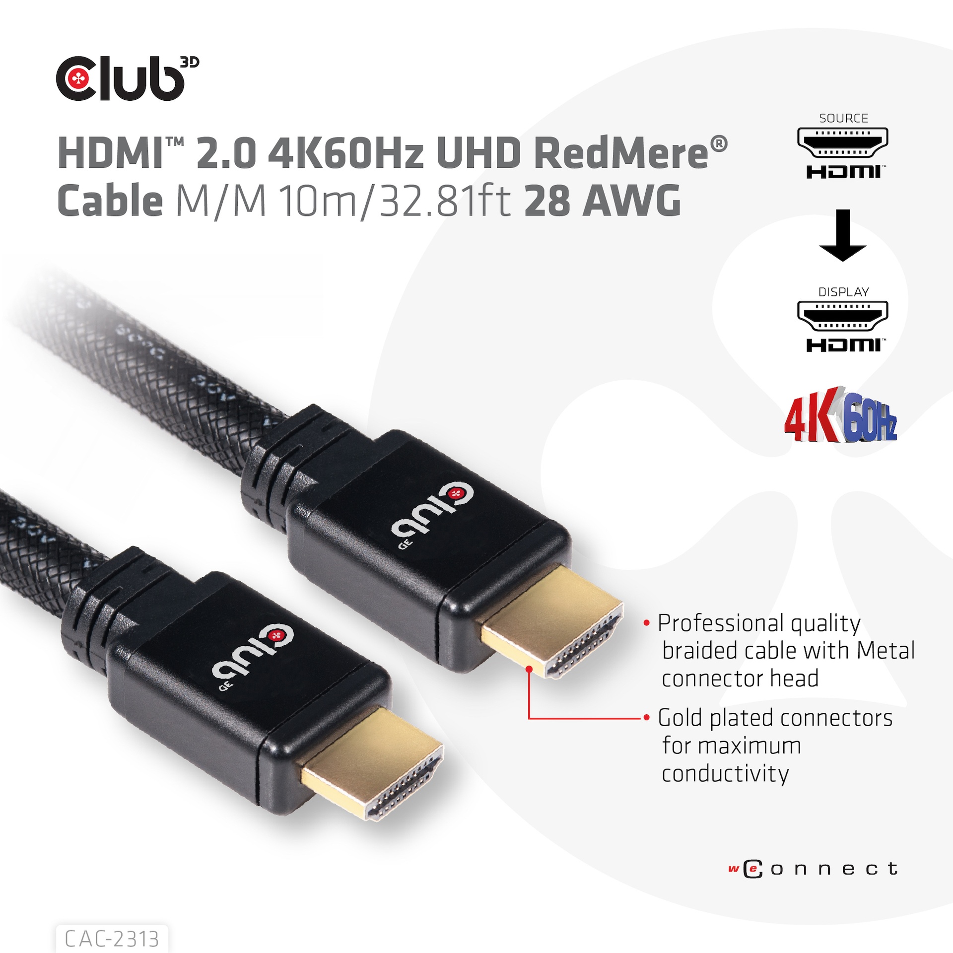 HDMI™ 2.0 4K60Hz UHD RedMere Cable M/M 10m/32.81ft 28 AWG - Image 2