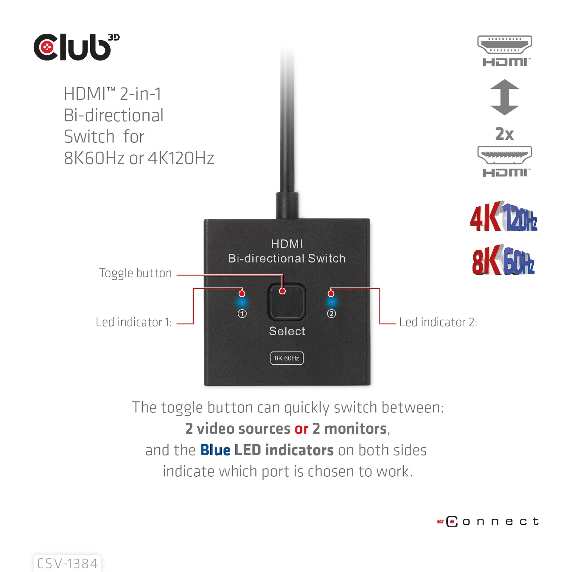 HDMI™ 2-in-1 Bi-directional Switch for 8K60Hz or 4K120Hz - Image 4