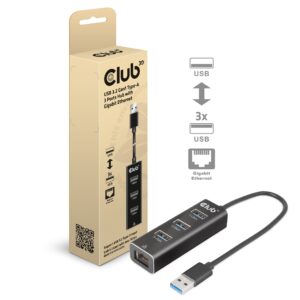 USB-A 5Gbps 3 Ports Hub Gigabit Ethernet