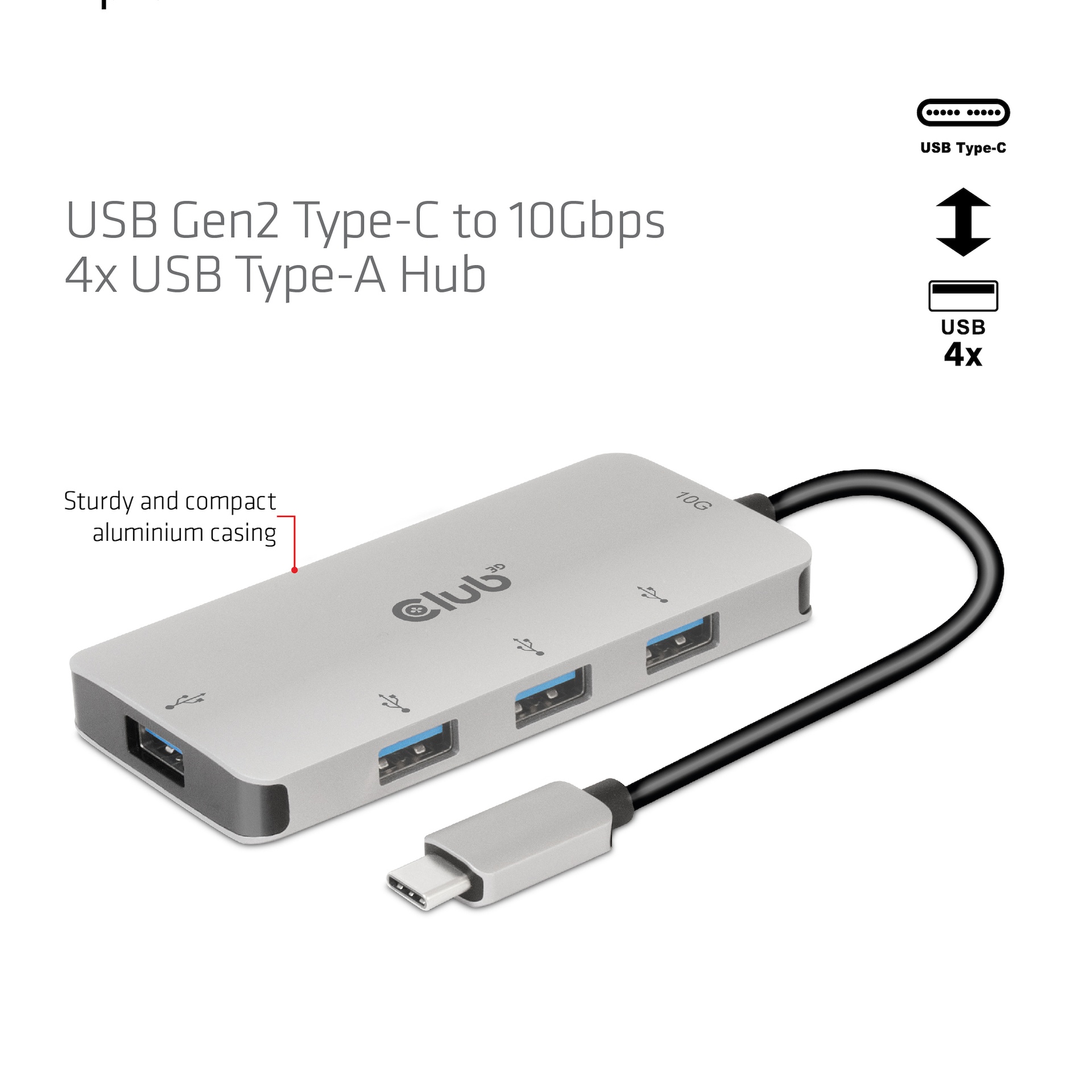 USB-C to 10Gbps 4x USB Type-A Hub USB GEN 2 - Image 3