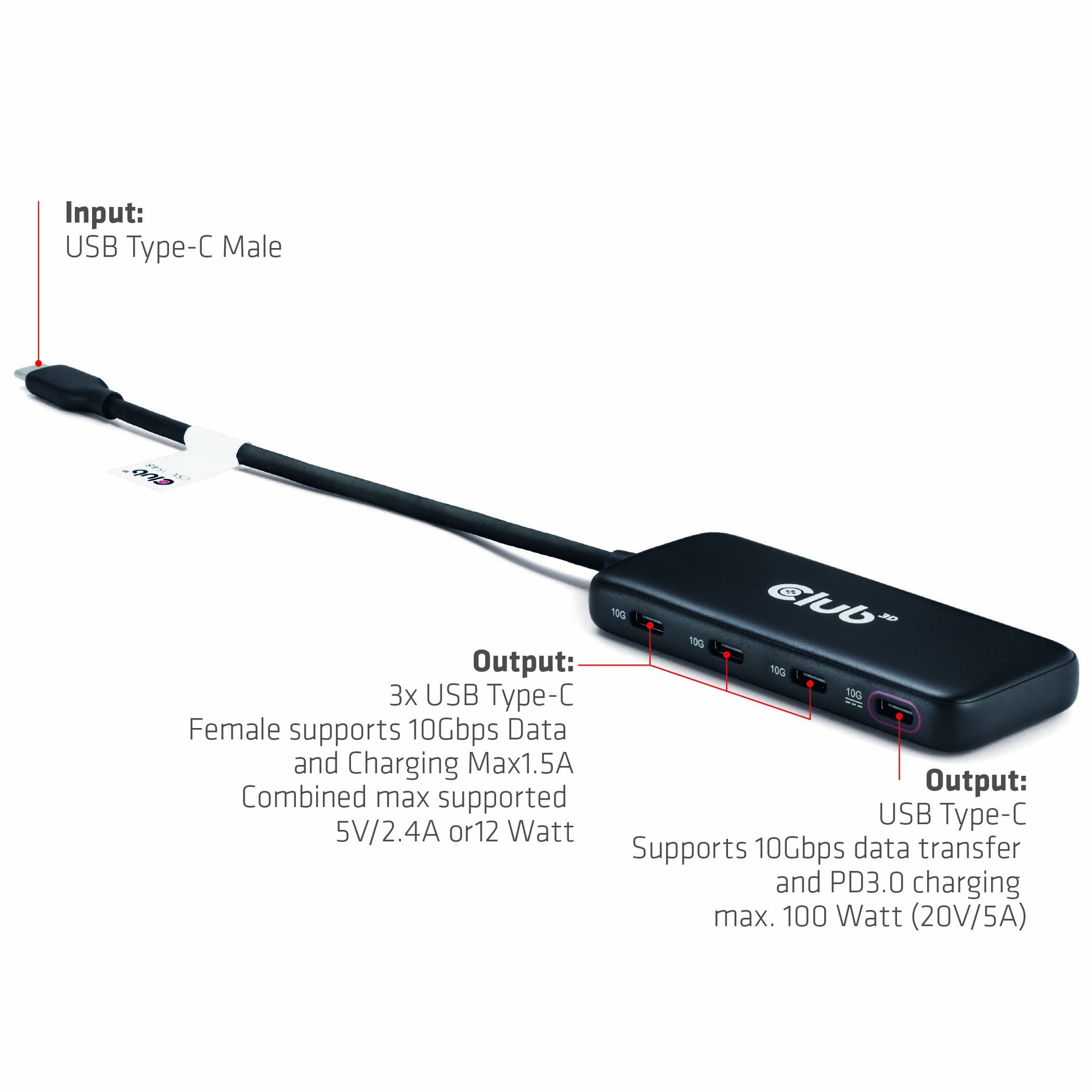 USB-C® 4-port 10G Data hub with PD3.0 Charging - Image 4