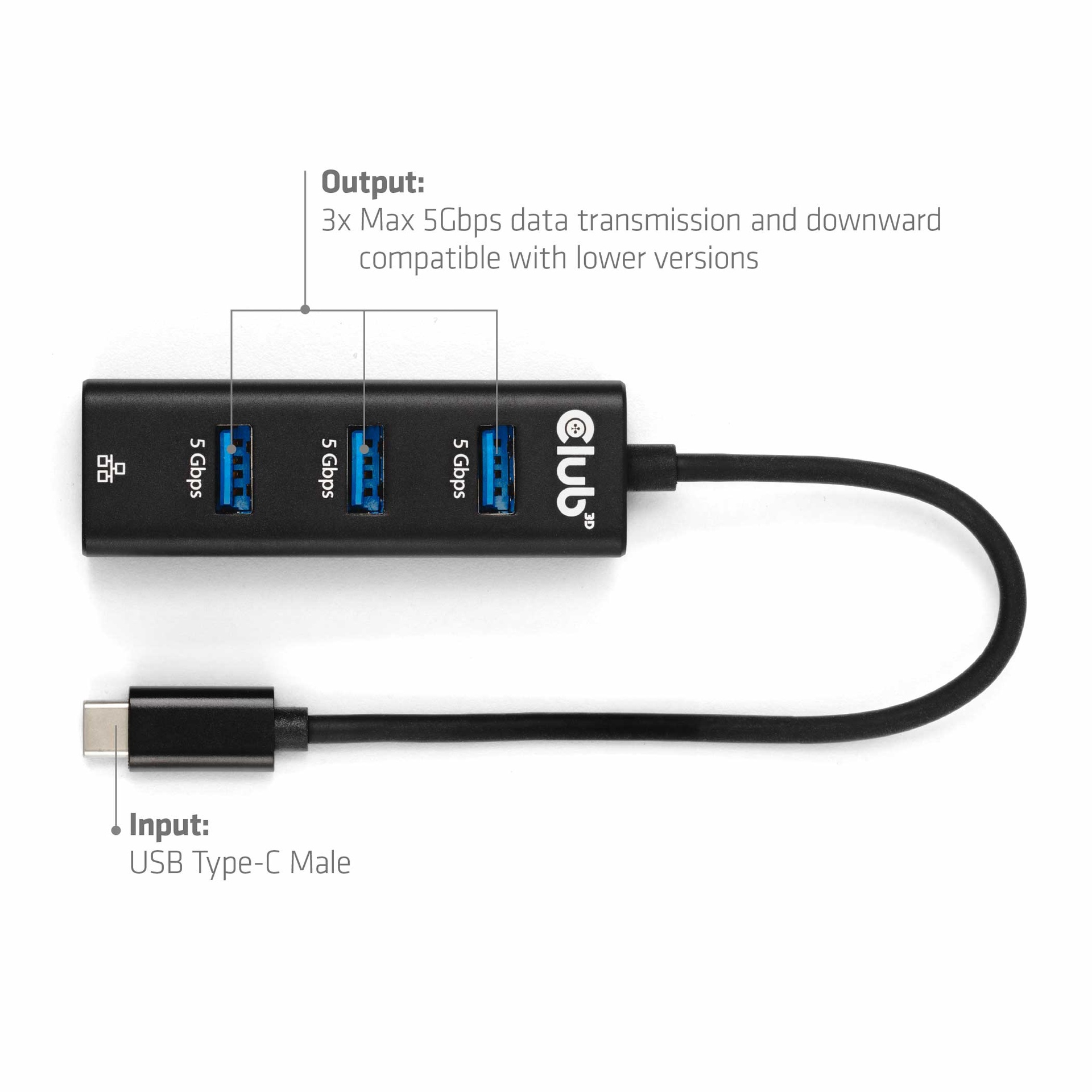 USB-C® 5Gbps to 3 Ports USB Type-A Hub with Gigabit Ethernet 3.2 GEN 1 - Image 4