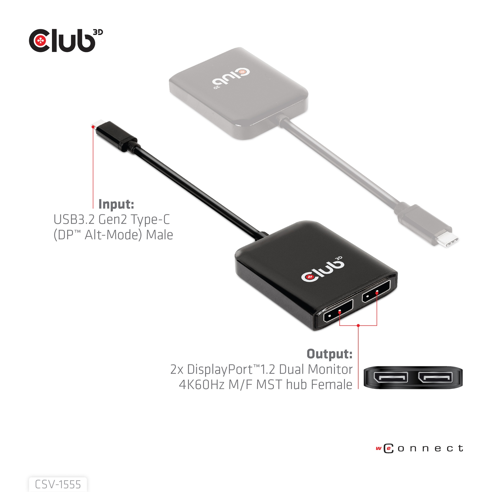 USB-C®(DP Alt-Mode) to DisplayPort™ Dual Monitor 4K60Hz M/F MST hub - Image 6