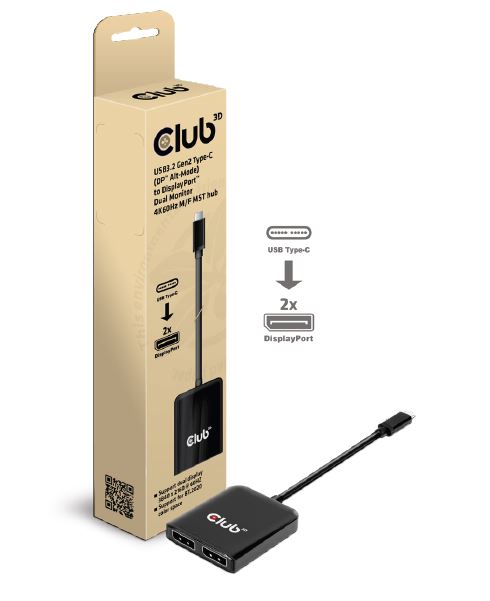 USB-C®(DP Alt-Mode) to DisplayPort™ Dual Monitor 4K60Hz M/F MST hub
