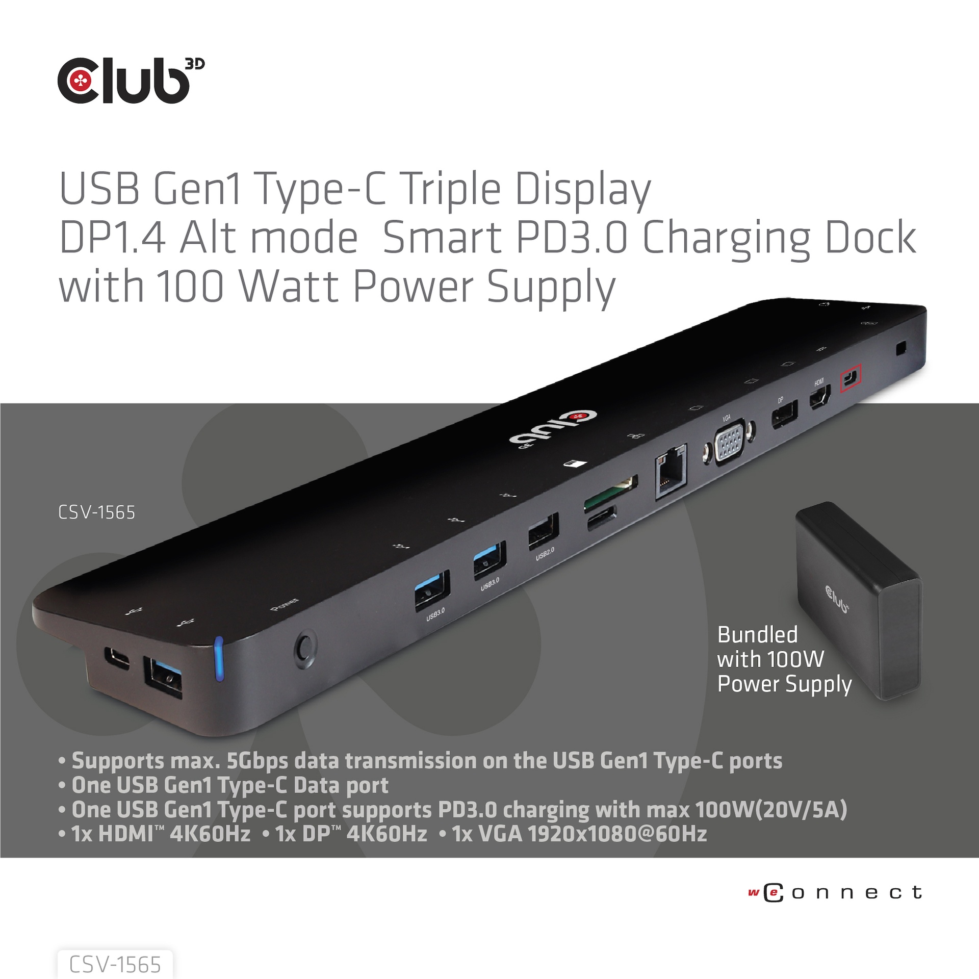 USB-C® Triple Display DP 1.4 AltMode PD Charging Dock 100W PD Power charger - Image 2