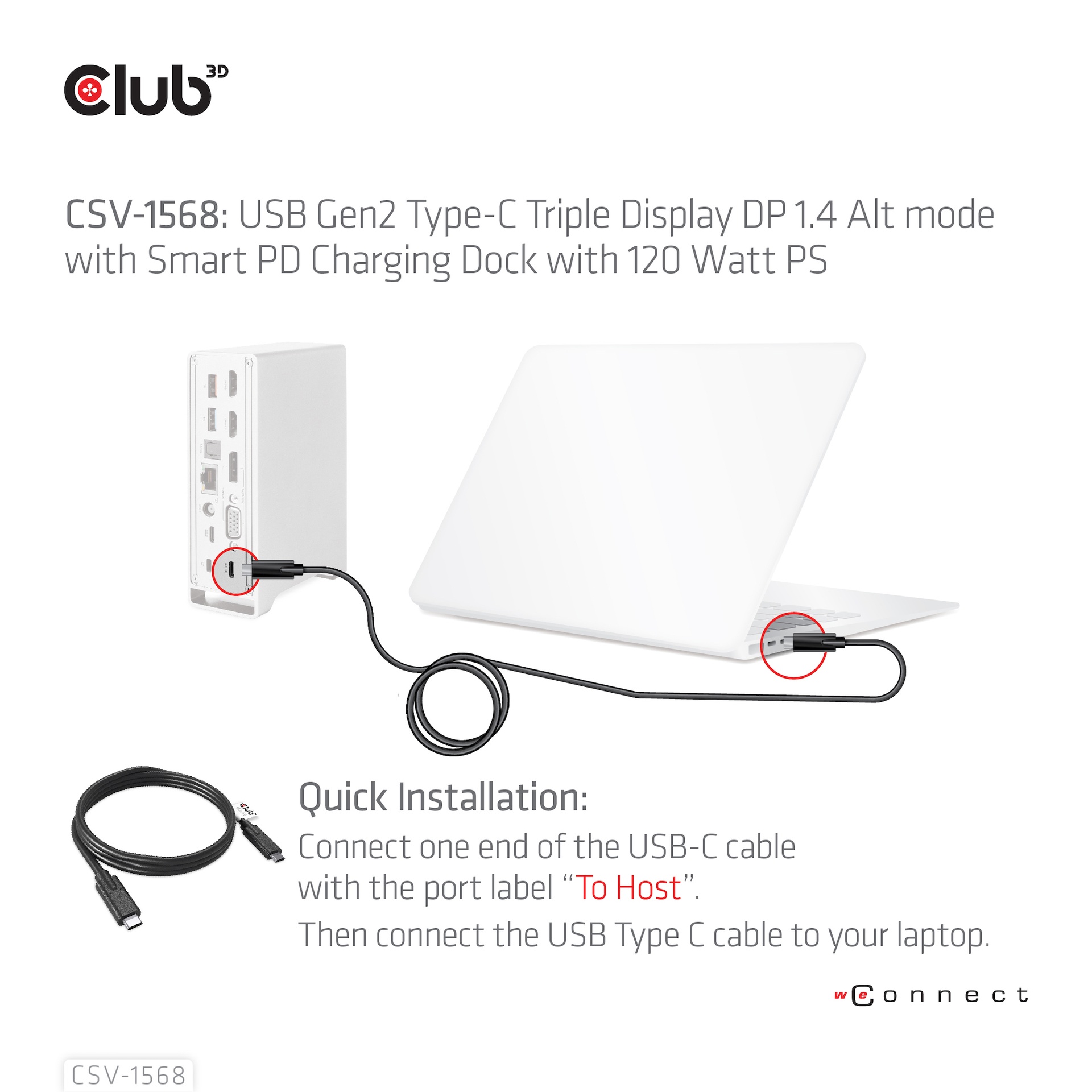 USB-C®10Gbps Triple Display DP 1.4 Alt mode Smart PD Charging Dock with 120 Watt PSU - Image 3
