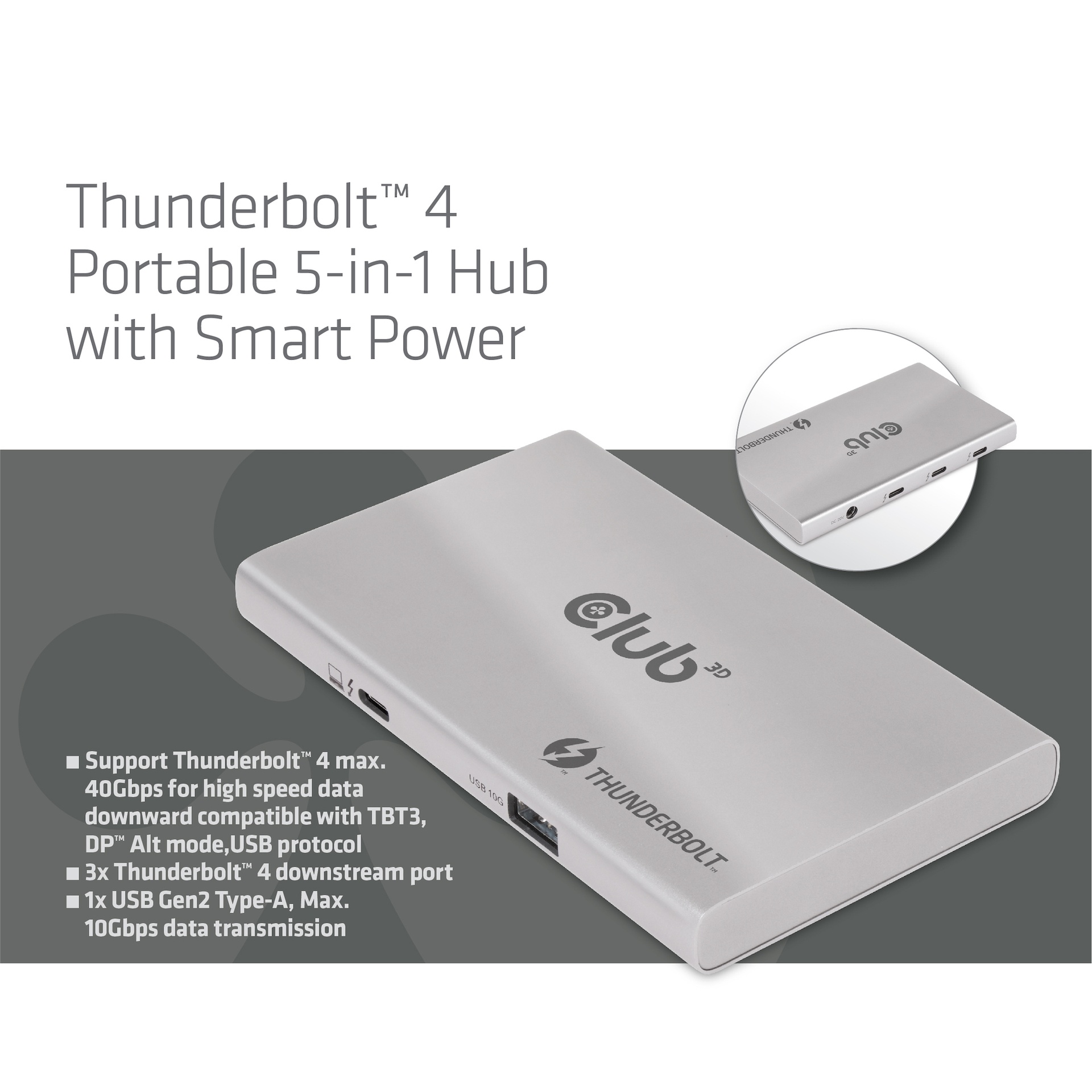 Thunderbolt™4 Portable 5-in-1 Hub with Smart Power - Image 2