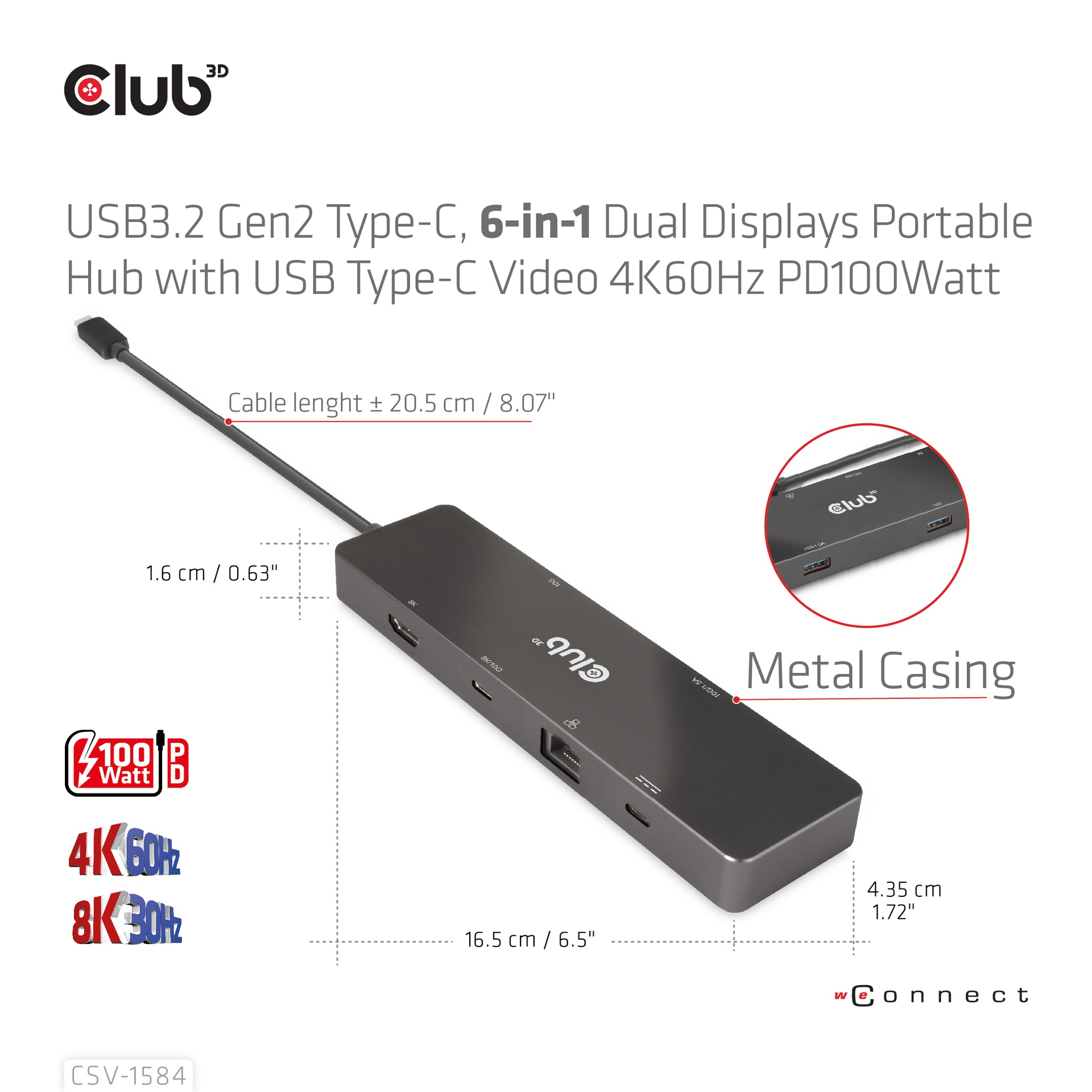 USB-C®, 6-in-1 Dual Displays Portable Dock with USB-C®Video 4K60Hz - Image 4