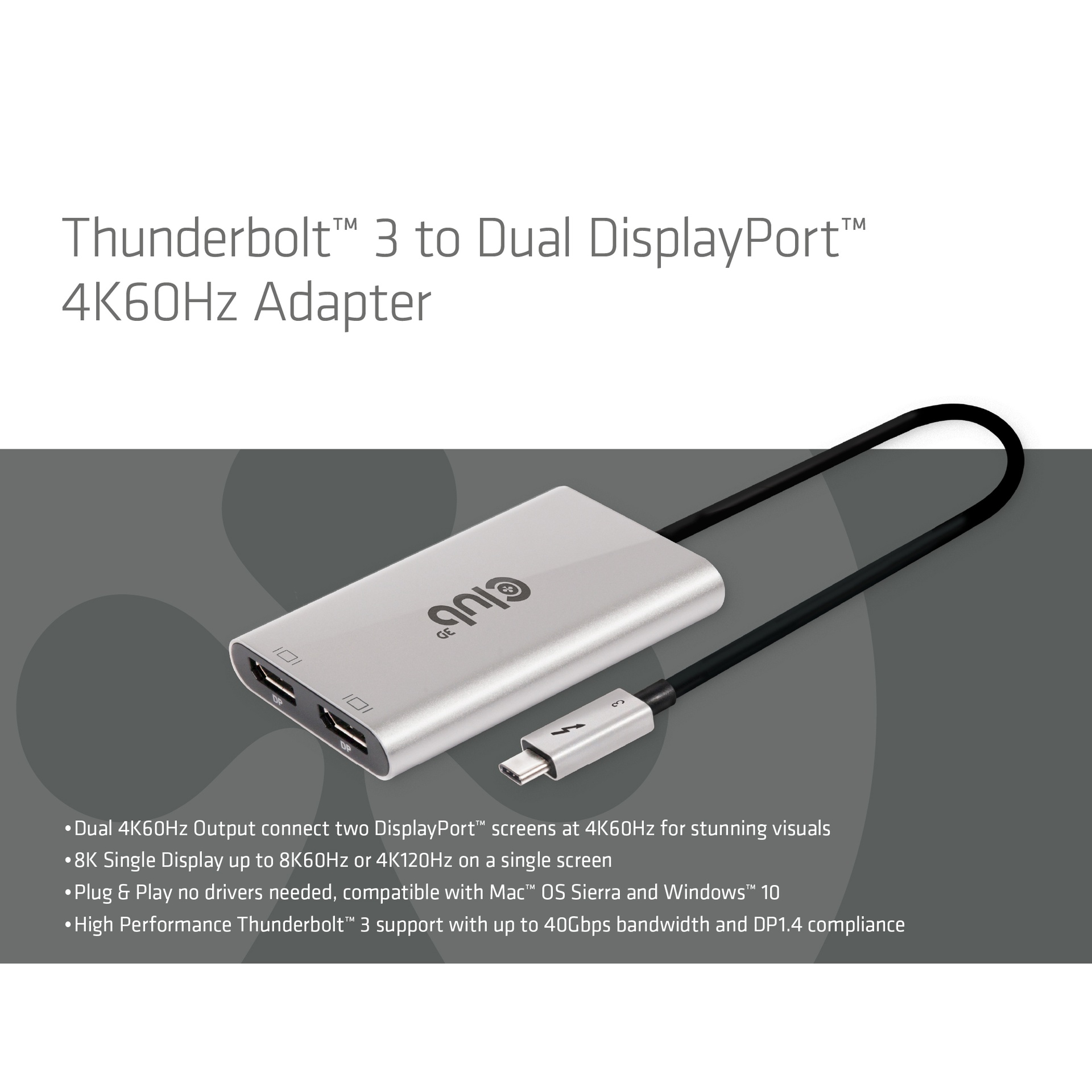 Thunderbolt™ 3 to DisplayPort™ Dual Monitor 4K60Hz M/F - Image 2