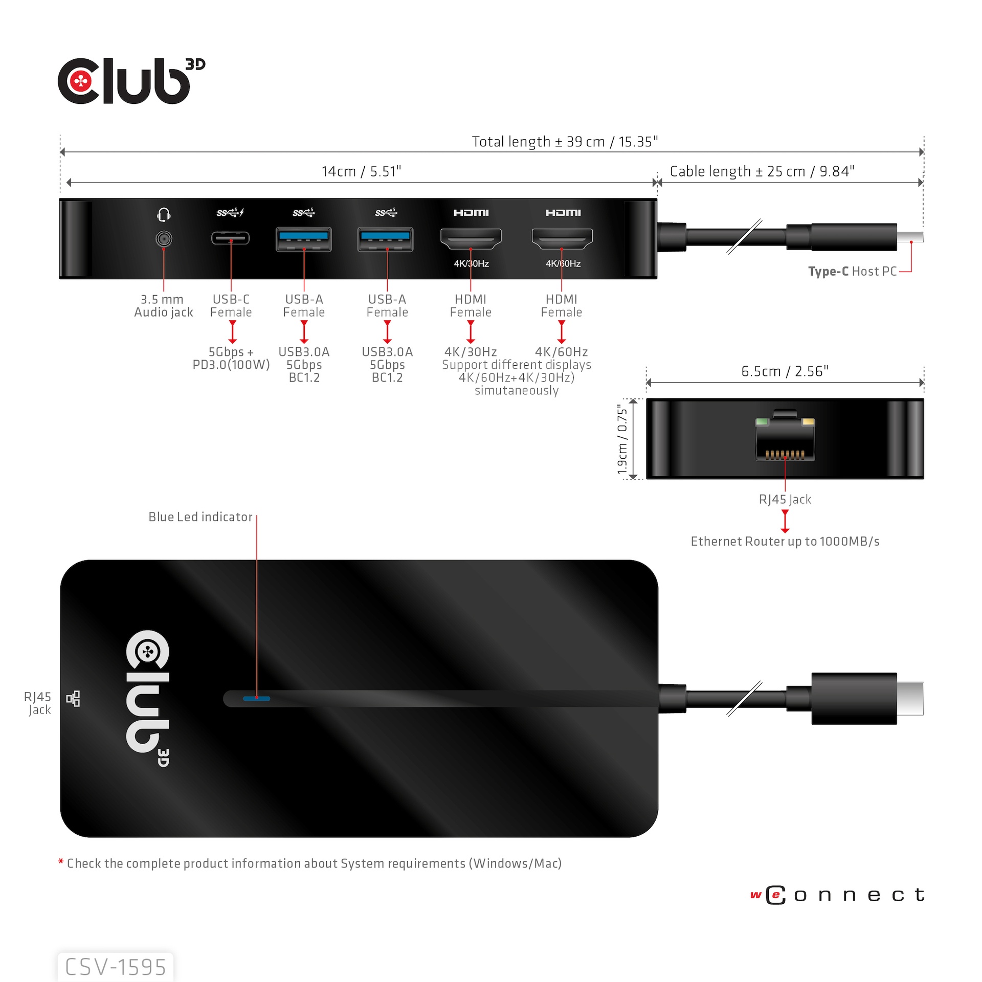 USB-C®5Gbps 7-in-1 hub with 2x HDMI™, 2x USB-A 5Gbps, 1x RJ45, 1x 3.5mm Audio, 1x USB-C® 5Gbps 100W Female port - Image 4