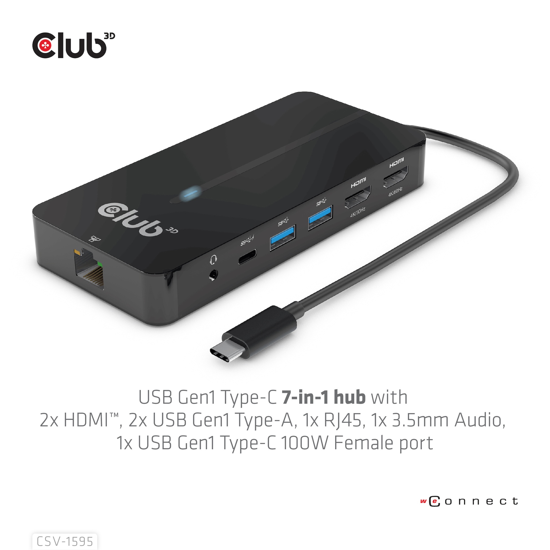 USB-C®5Gbps 7-in-1 hub with 2x HDMI™, 2x USB-A 5Gbps, 1x RJ45, 1x 3.5mm Audio, 1x USB-C® 5Gbps 100W Female port - Image 7