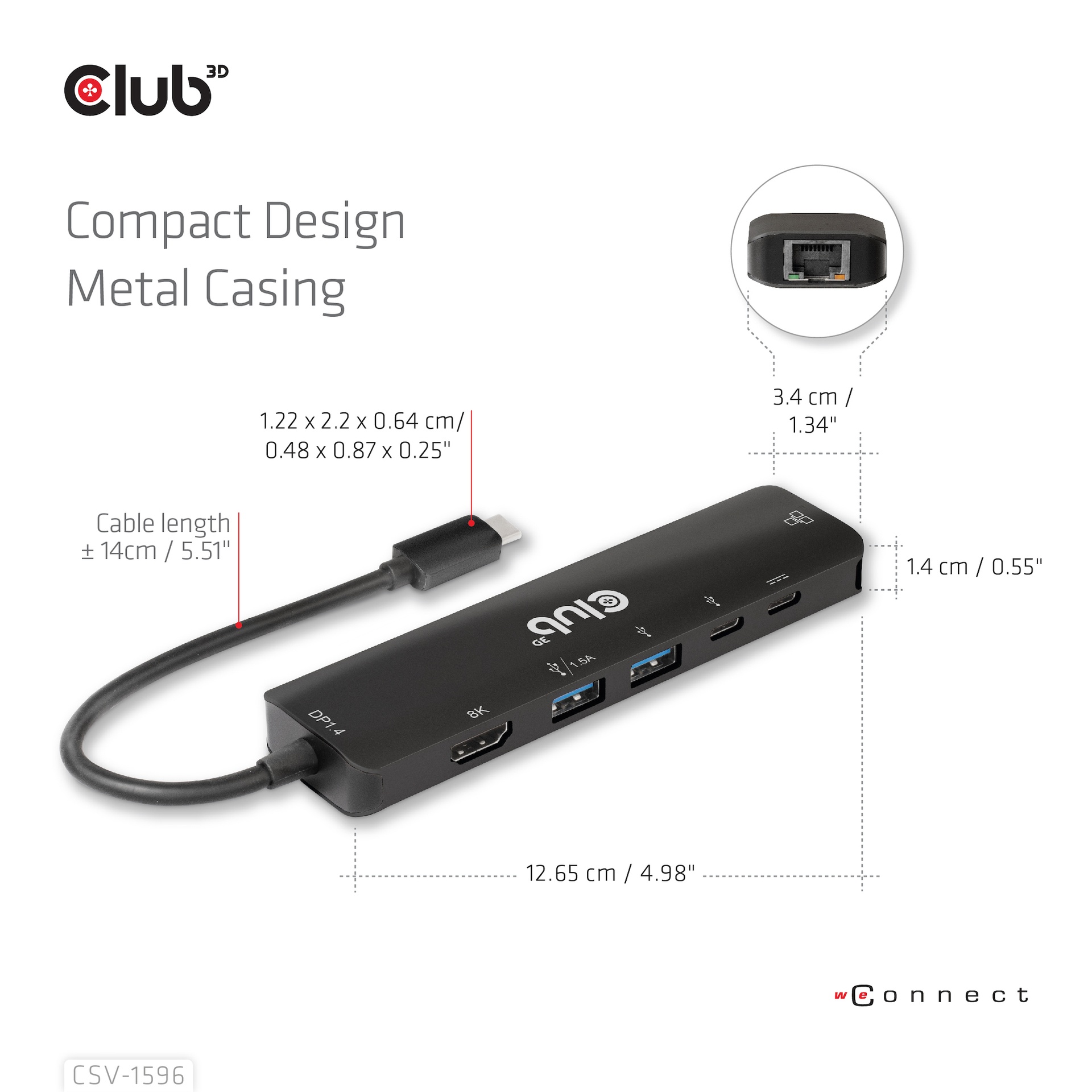 USB-C®5Gbps 6-in-1 Hub with HDMI™ 8K30Hz-4K120Hz, 2xUSB Type-A, RJ45 and 2xUSB-C®, Data and PD charging 100 watt - Image 6
