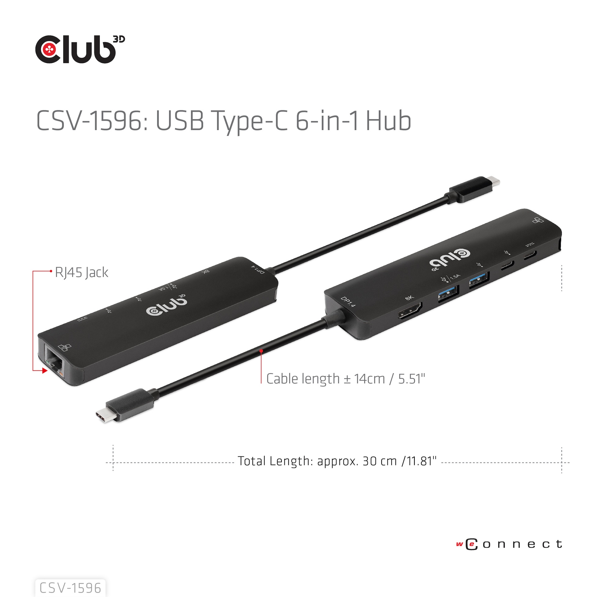 USB-C®5Gbps 6-in-1 Hub with HDMI™ 8K30Hz-4K120Hz, 2xUSB Type-A, RJ45 and 2xUSB-C®, Data and PD charging 100 watt - Image 7