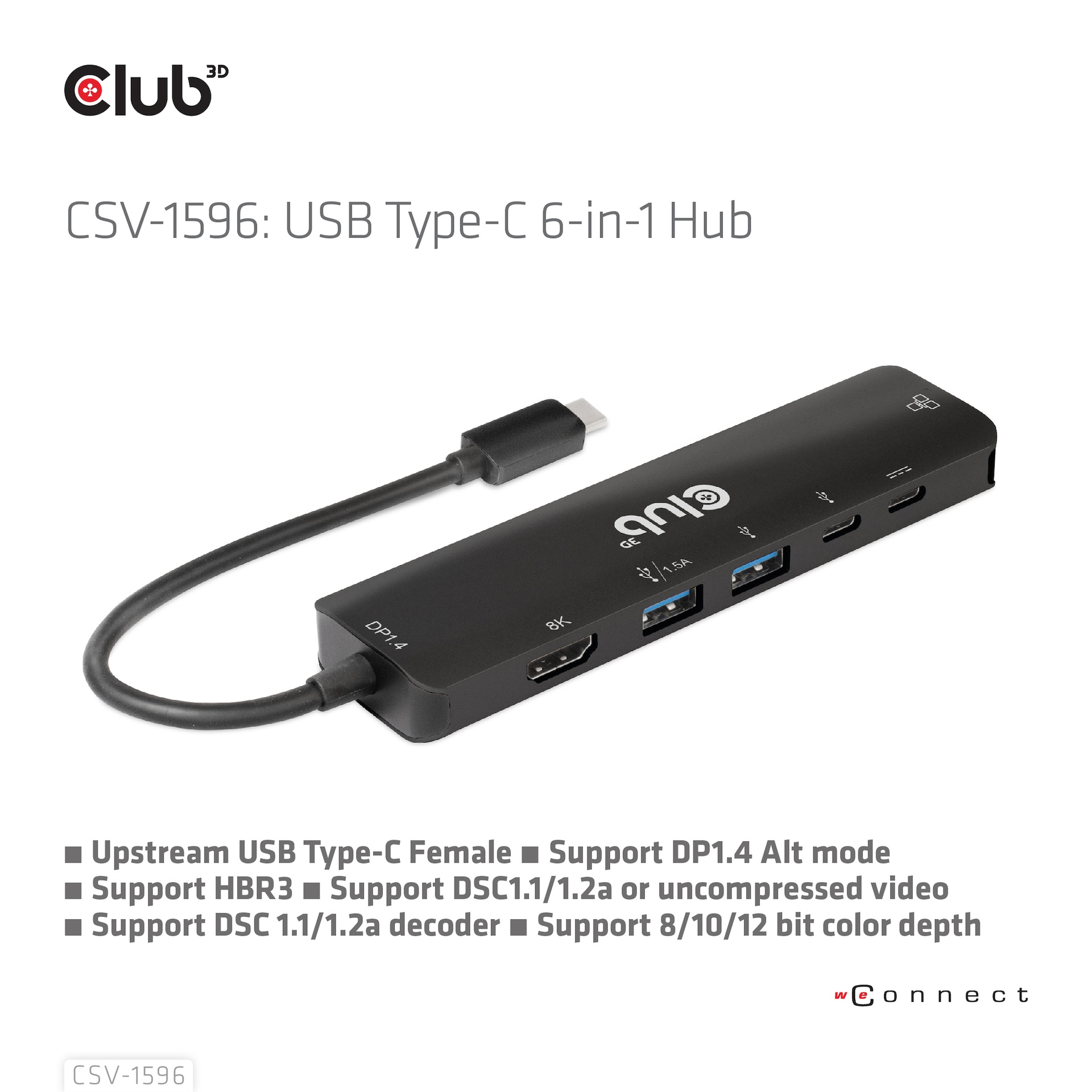 USB-C®5Gbps 6-in-1 Hub with HDMI™ 8K30Hz-4K120Hz, 2xUSB Type-A, RJ45 and 2xUSB-C®, Data and PD charging 100 watt - Image 9