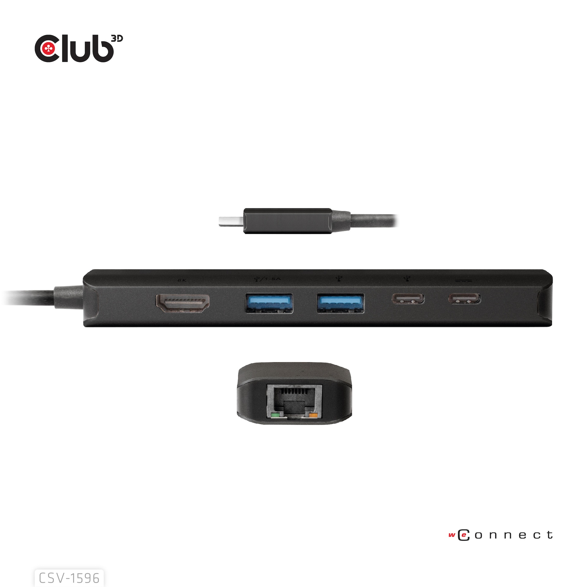 USB-C®5Gbps 6-in-1 Hub with HDMI™ 8K30Hz-4K120Hz, 2xUSB Type-A, RJ45 and 2xUSB-C®, Data and PD charging 100 watt - Image 10