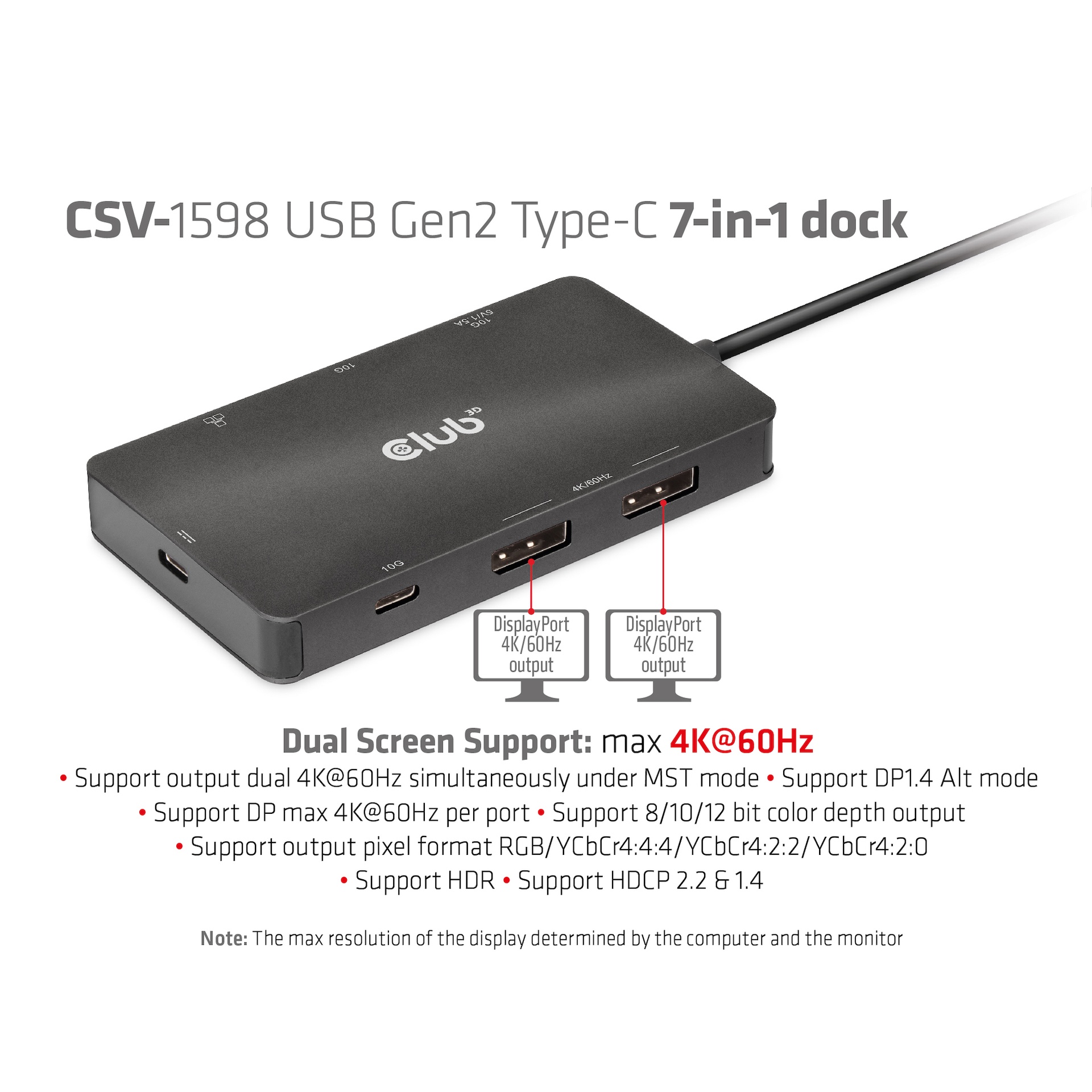 USB-C®10 Gbps to Dual DisplayPort™ 4K60Hz 7-in-1 Portable Dock - Image 6